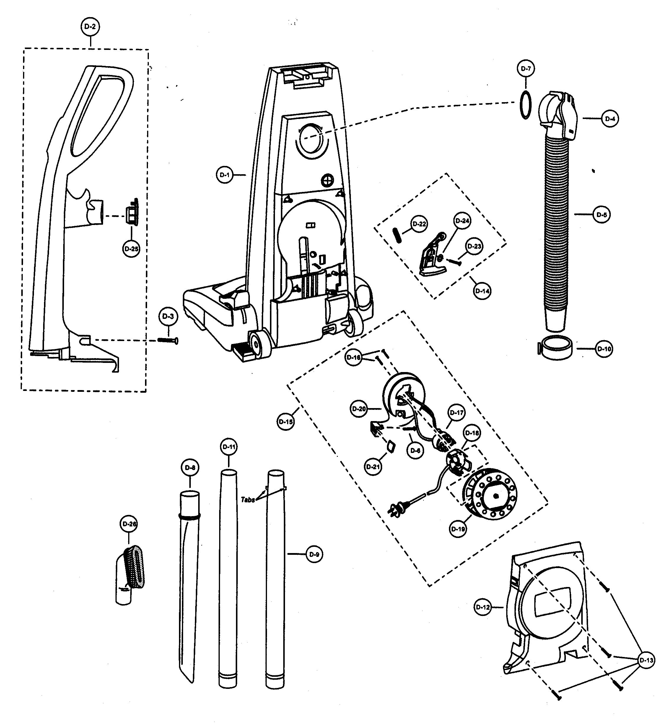 Panasonic MC-V731200 handle assy/rear dust compartment diagram