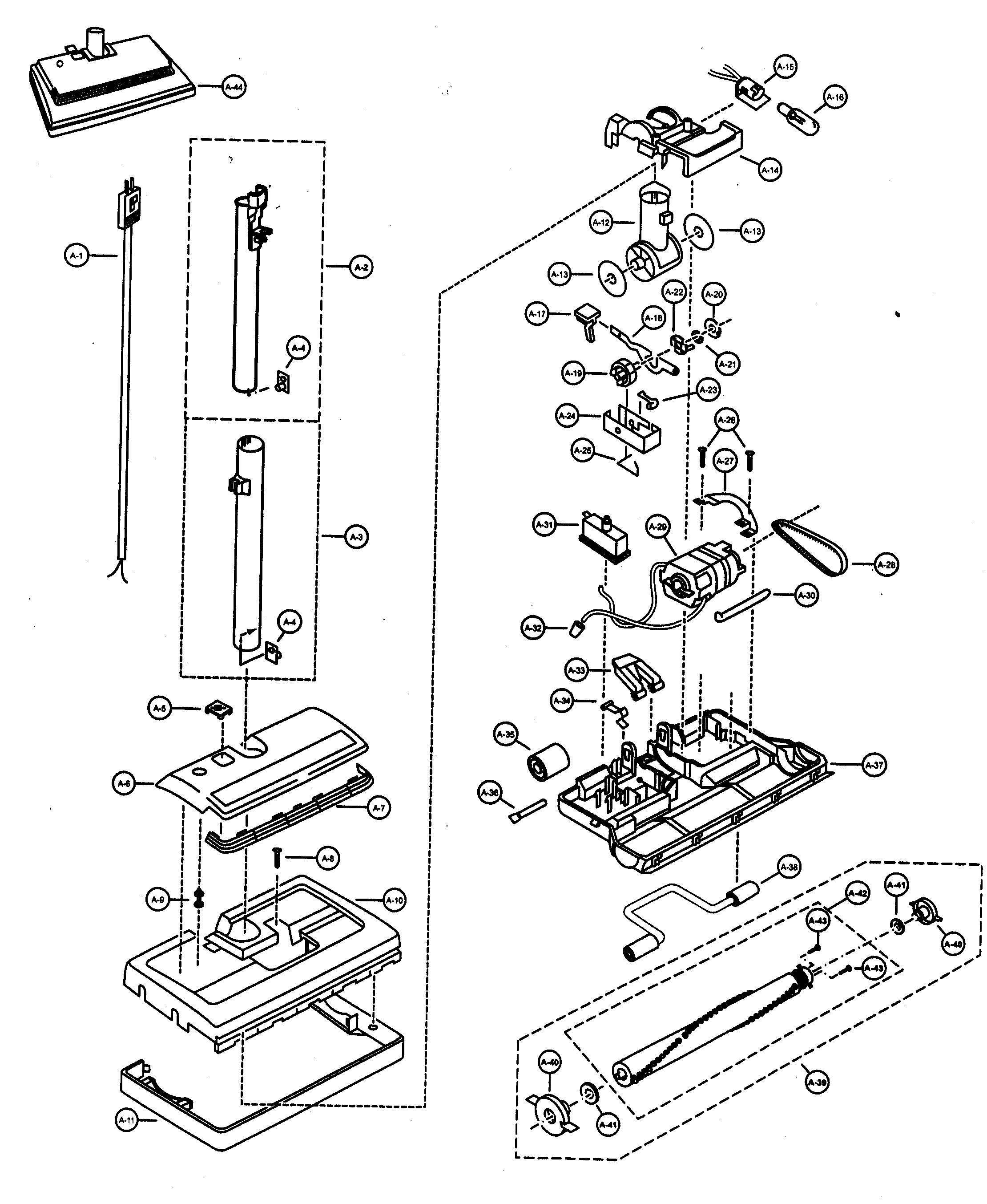 Panasonic MC-V962600 power nozzle/agitator assy diagram