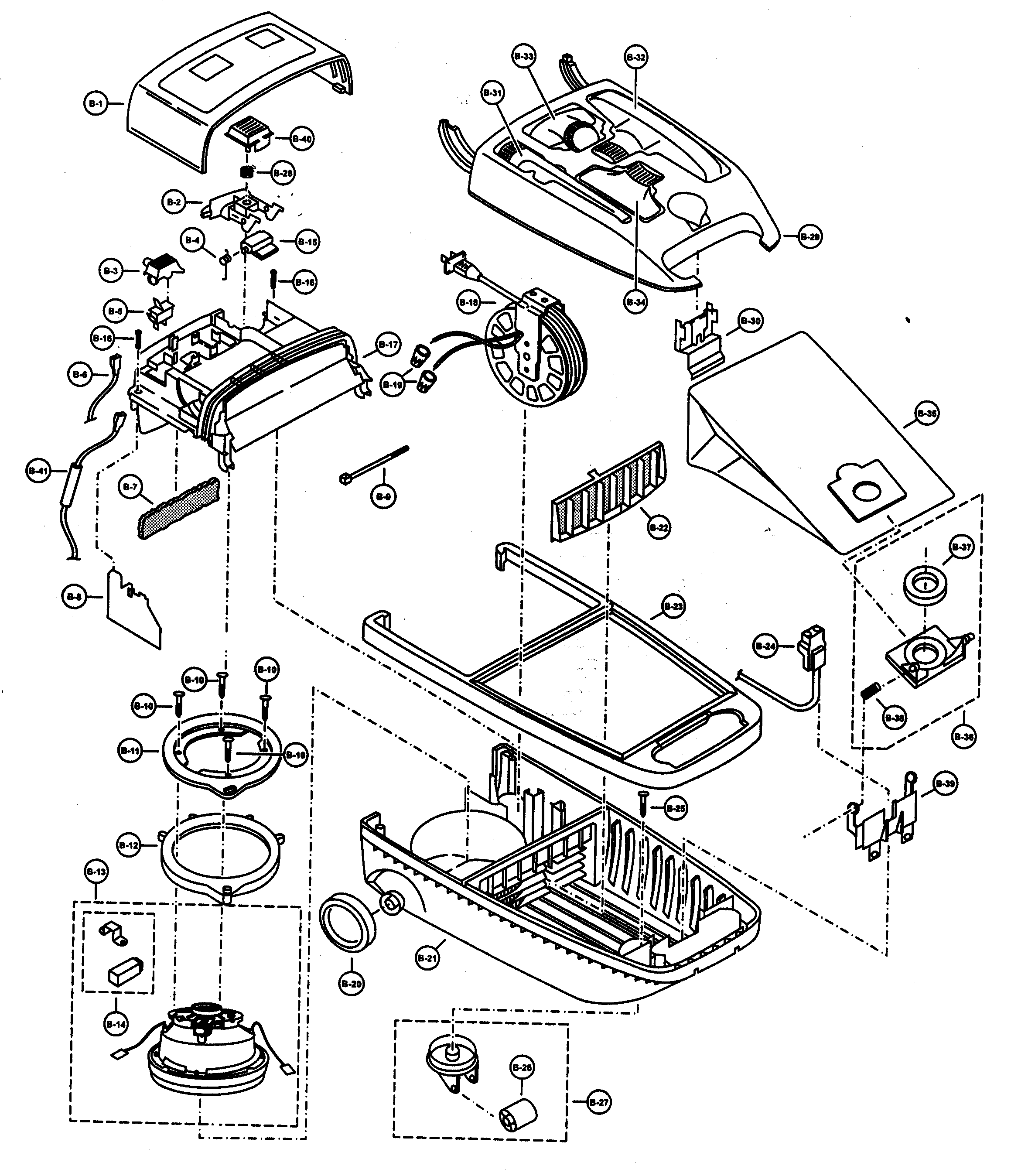Panasonic MC-V962600 canister/motor assy diagram