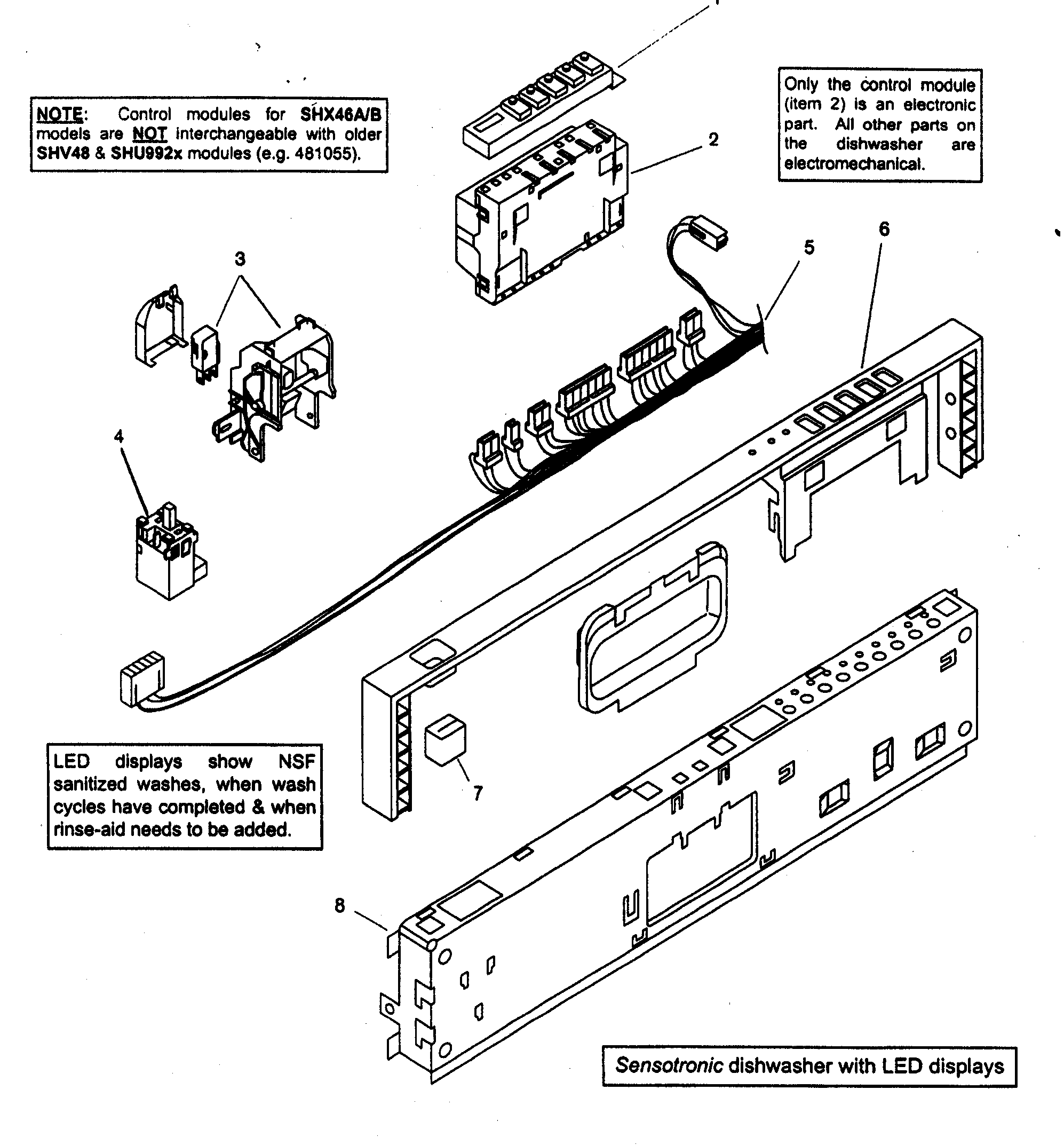 Bosch SHX46A07UC/14 fascia panel diagram