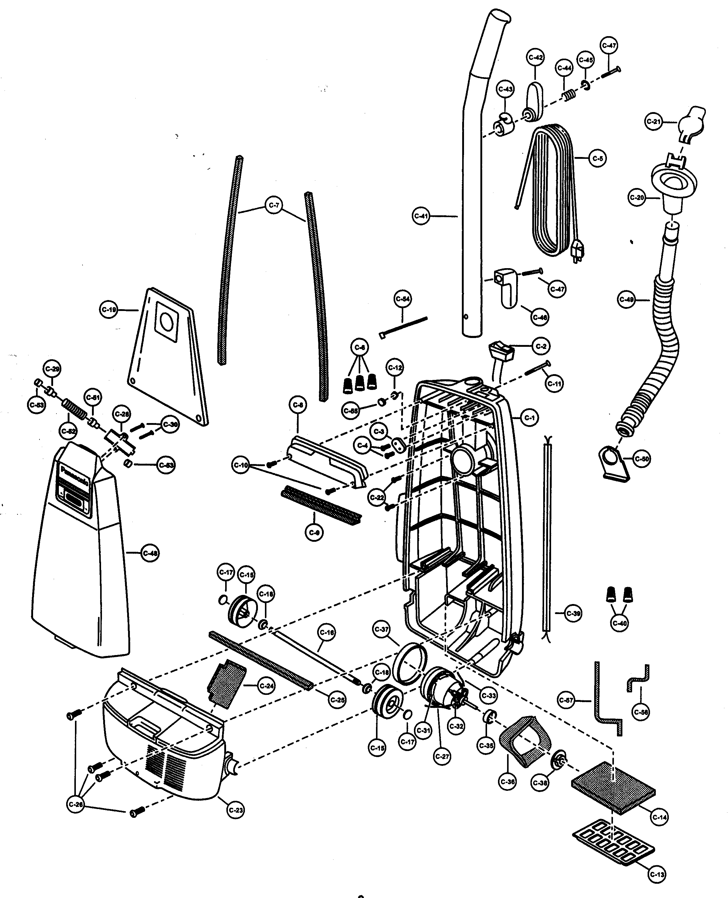 Panasonic MC-V525800 body/motor housing/motor diagram