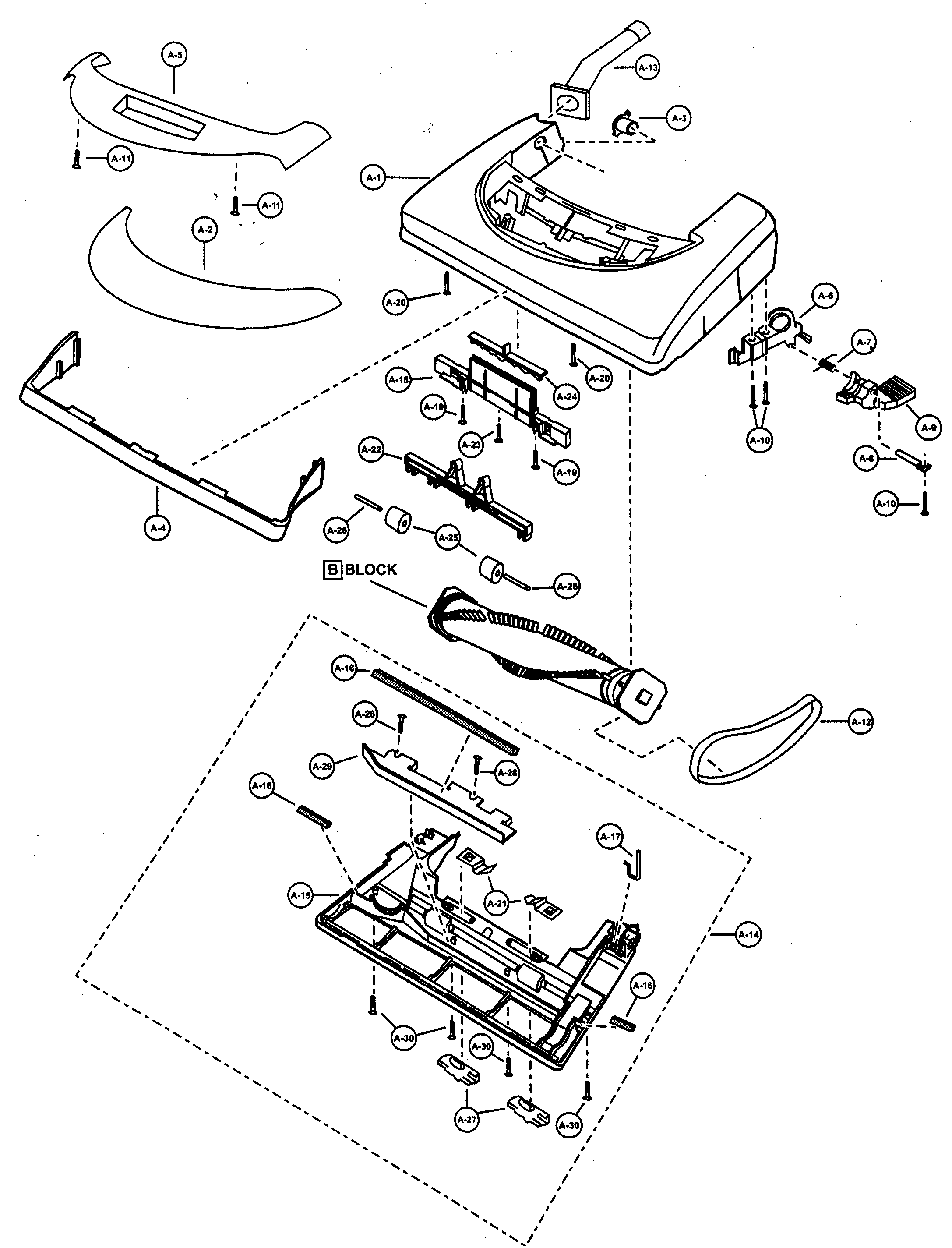 Panasonic MC-V325 nozzle housing diagram