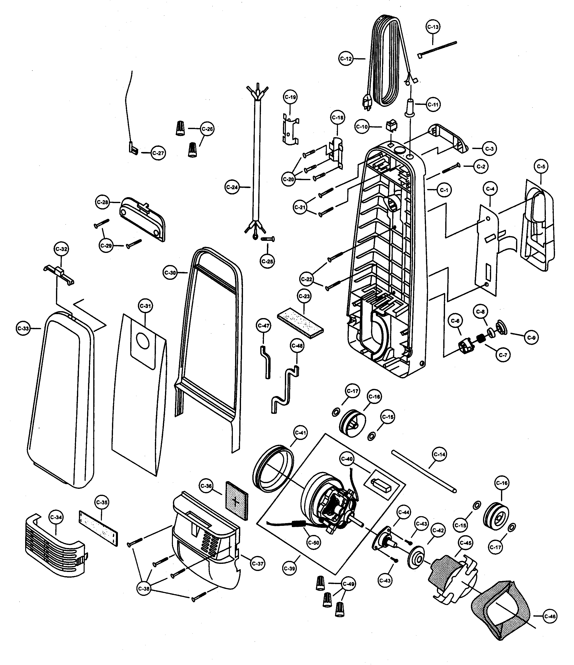 Panasonic MC-V325 body/motor housing/motor diagram