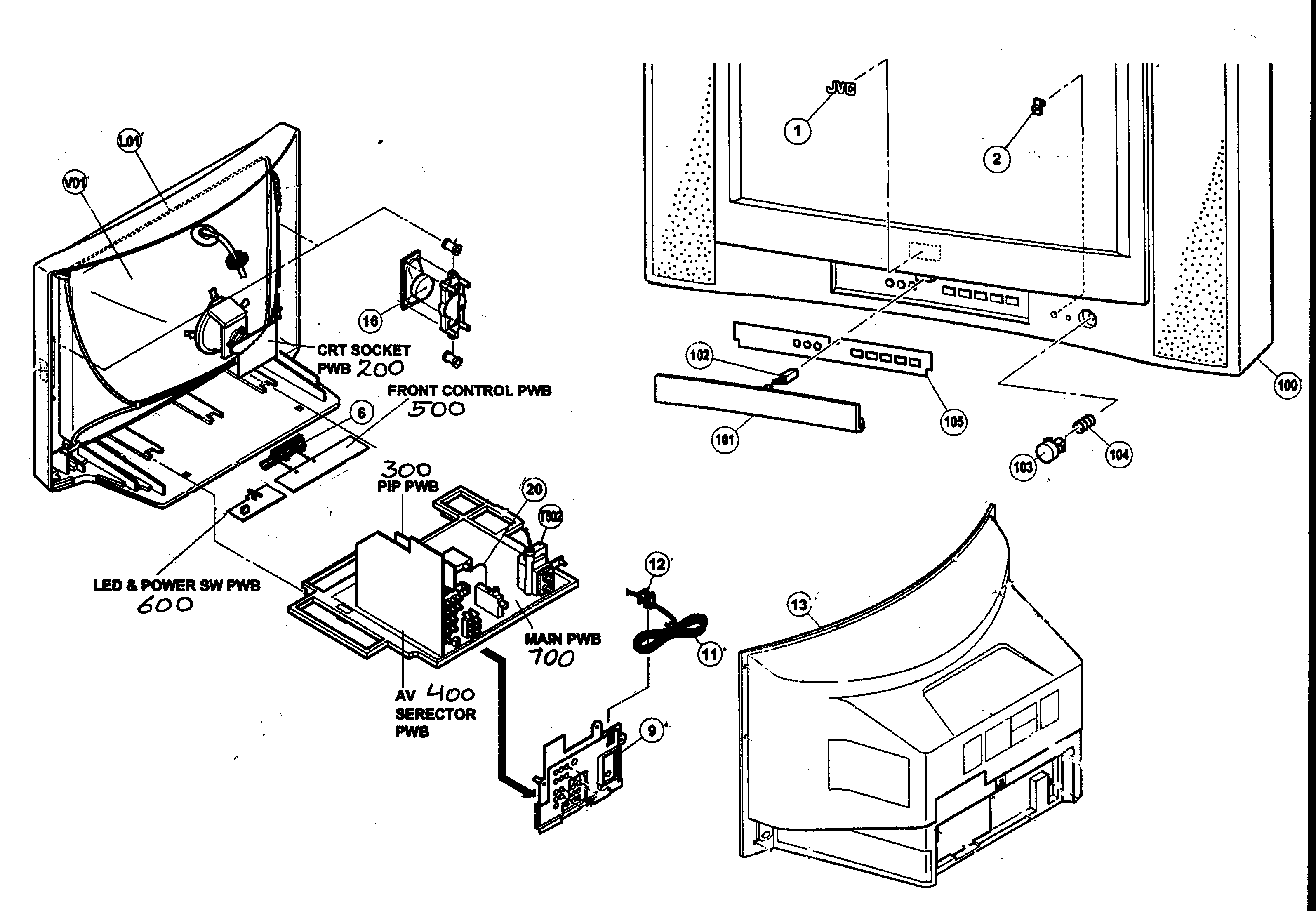 JVC AV-27FA54/ASA cabinet parts diagram