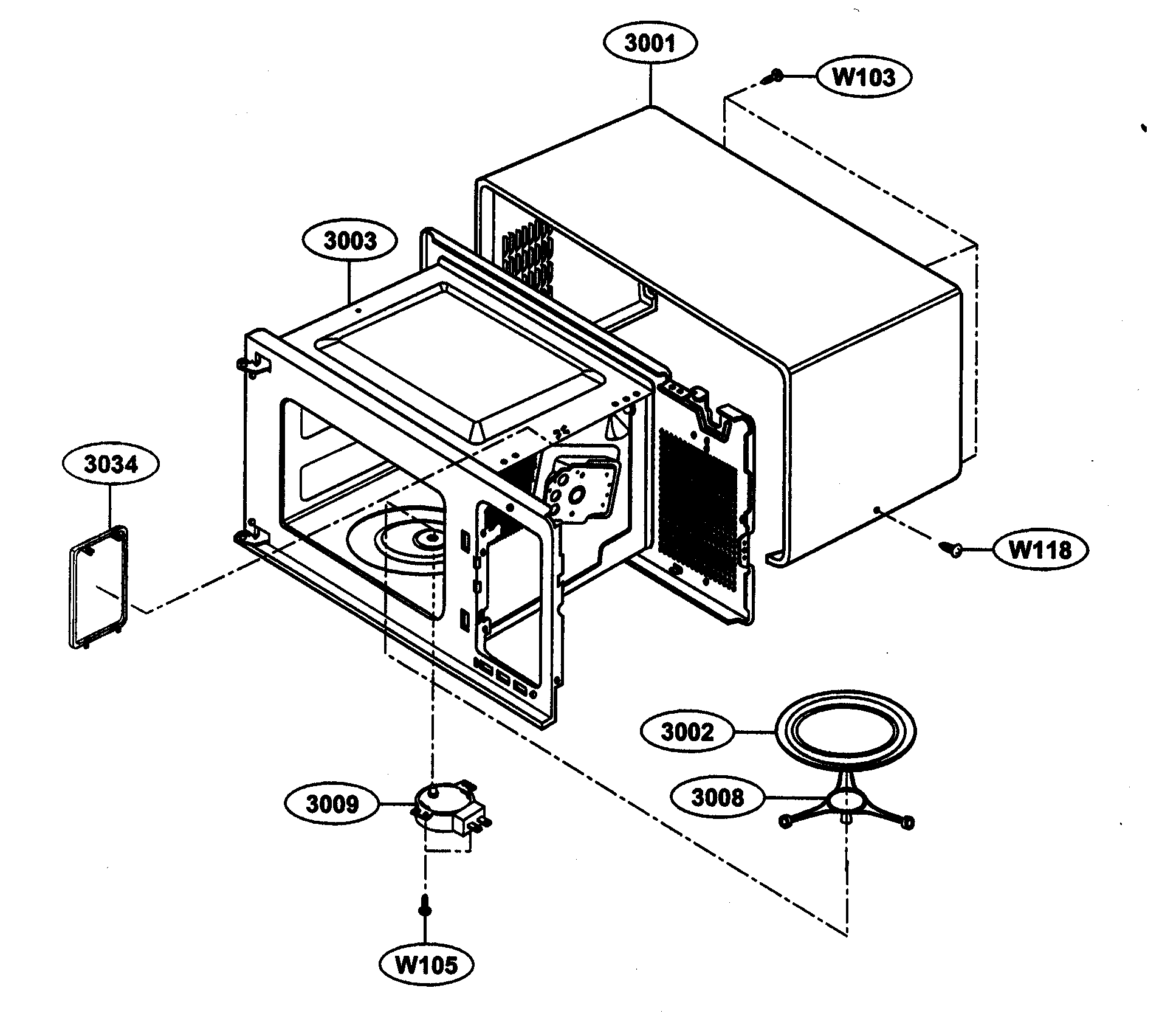 Kenmore 72163352300 oven cavity diagram