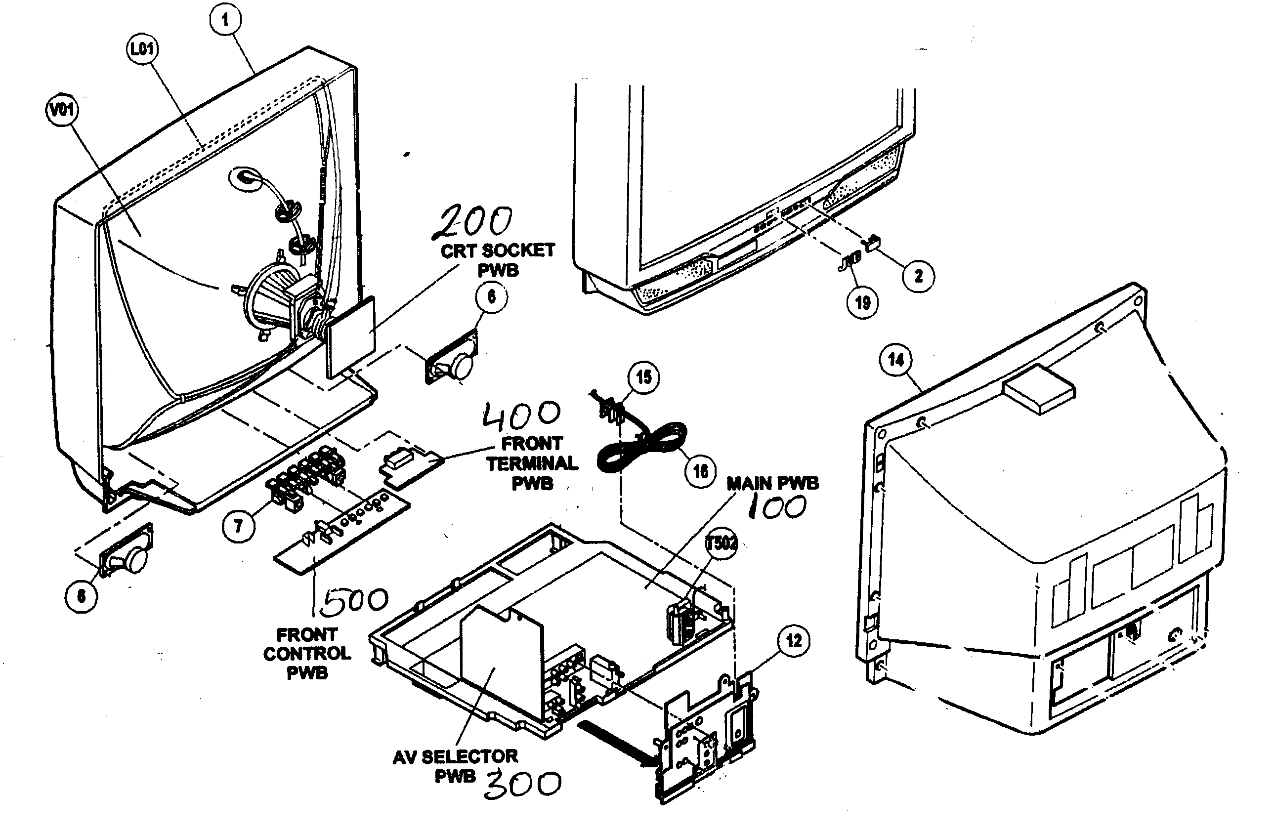 JVC AV-32430R cabinet parts diagram