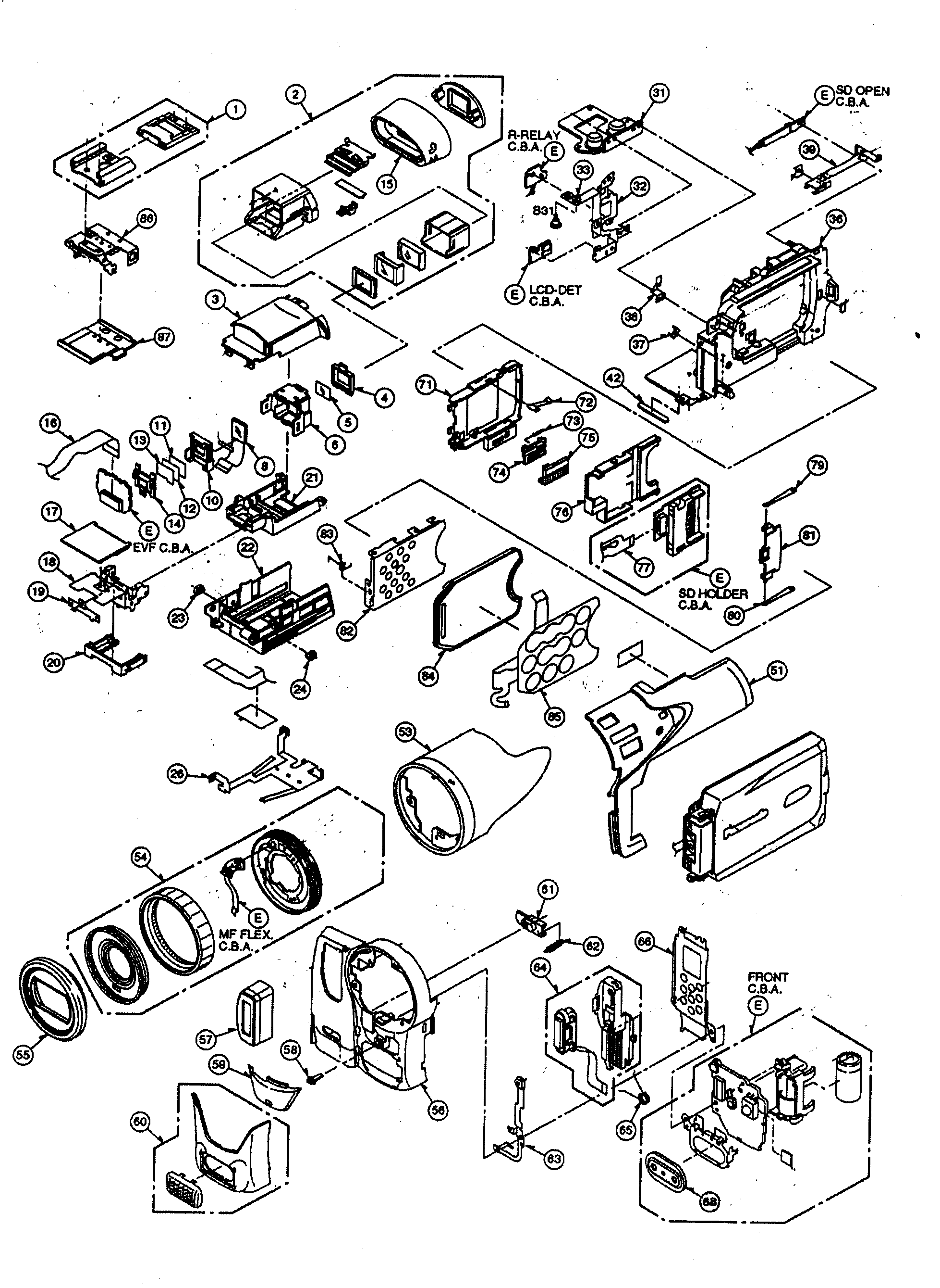 Panasonic PV-GS70 cabinet parts 1 diagram
