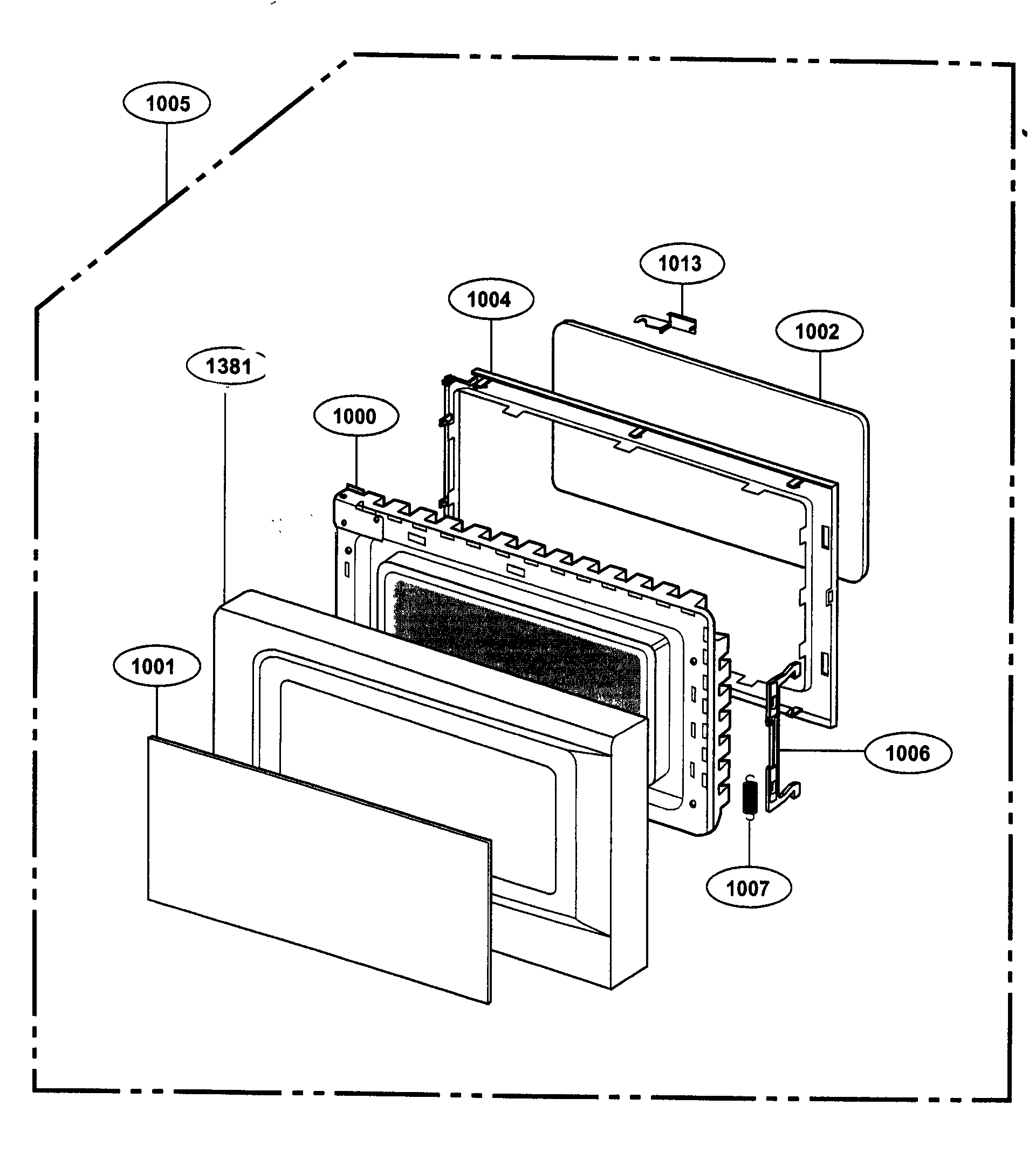 Kenmore 72163263300 door parts diagram