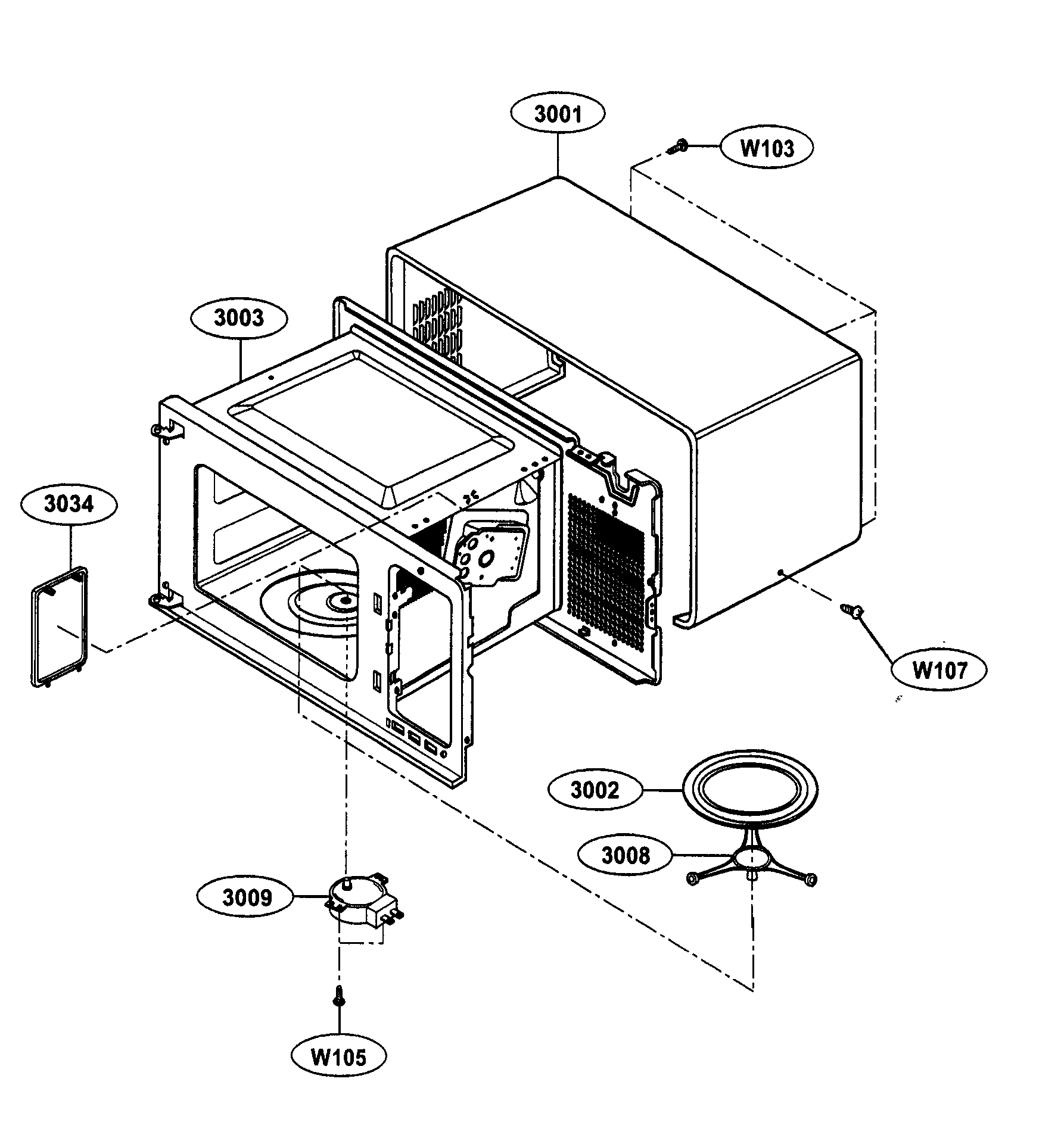Kenmore 72163263300 oven cavity parts diagram