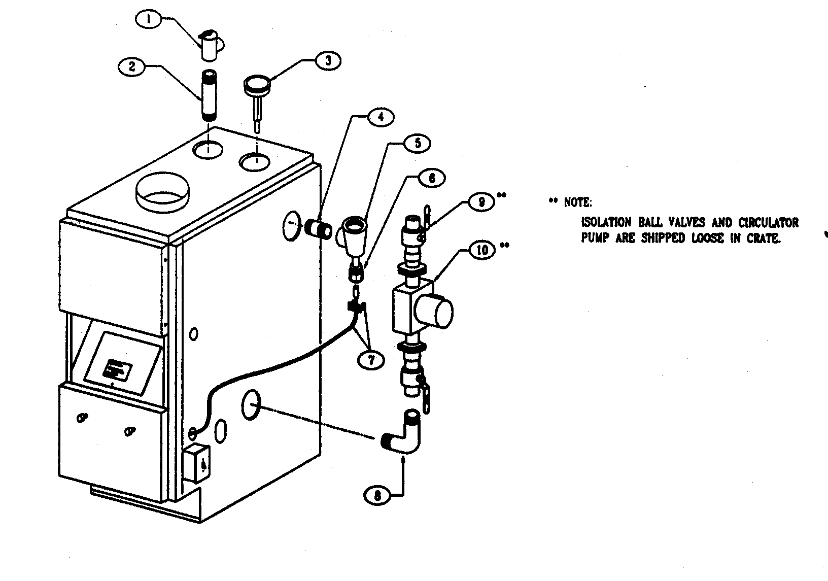 Dunkirk PWX-5VNG2 boiler controls/piping diagram