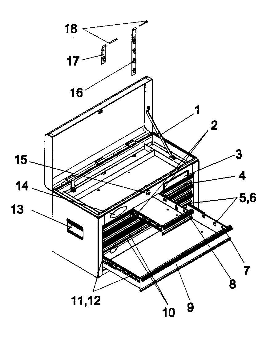 Craftsman 706599020 tool box diagram