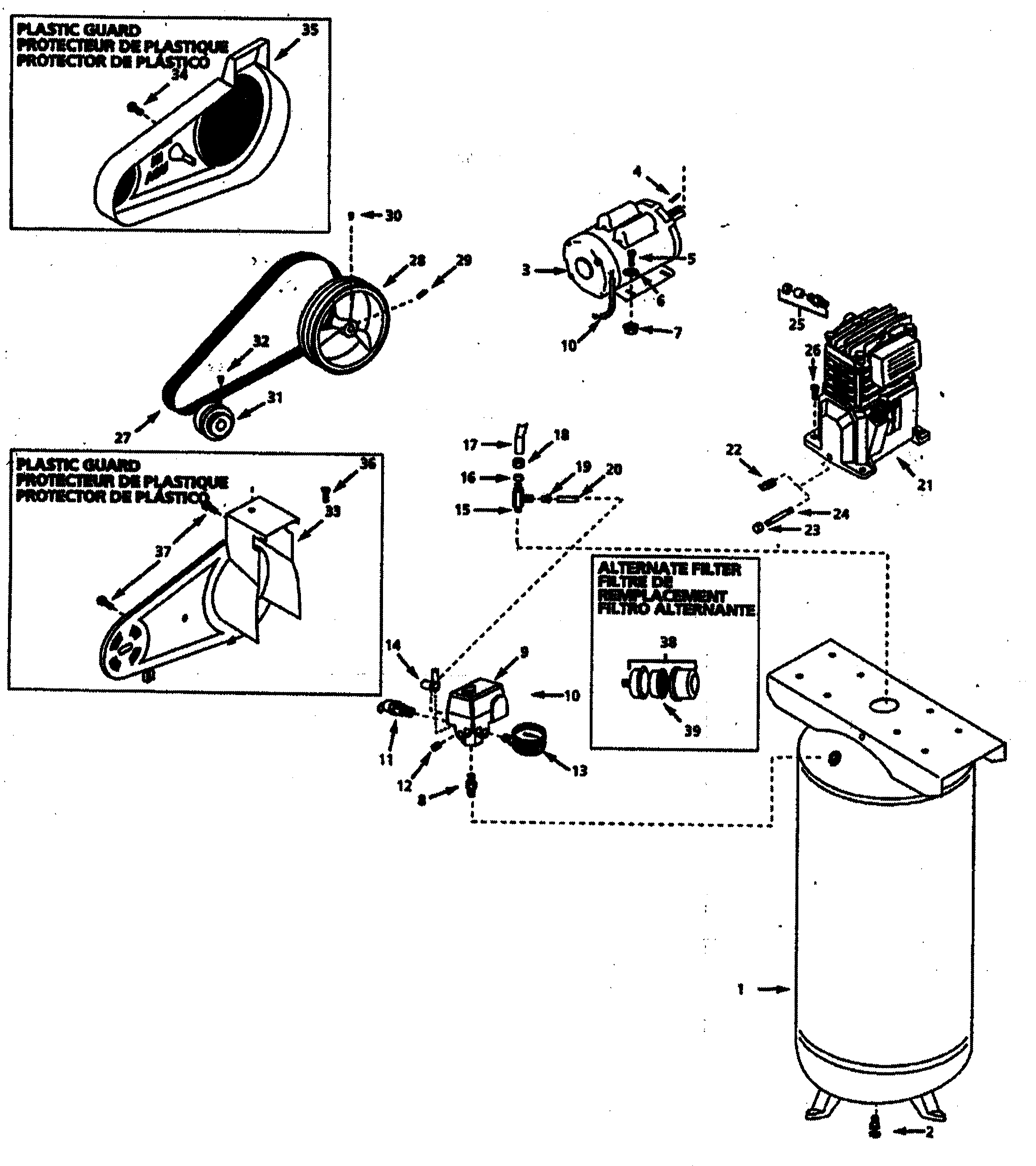 Campbell Hausfeld VT619504 compressor diagram