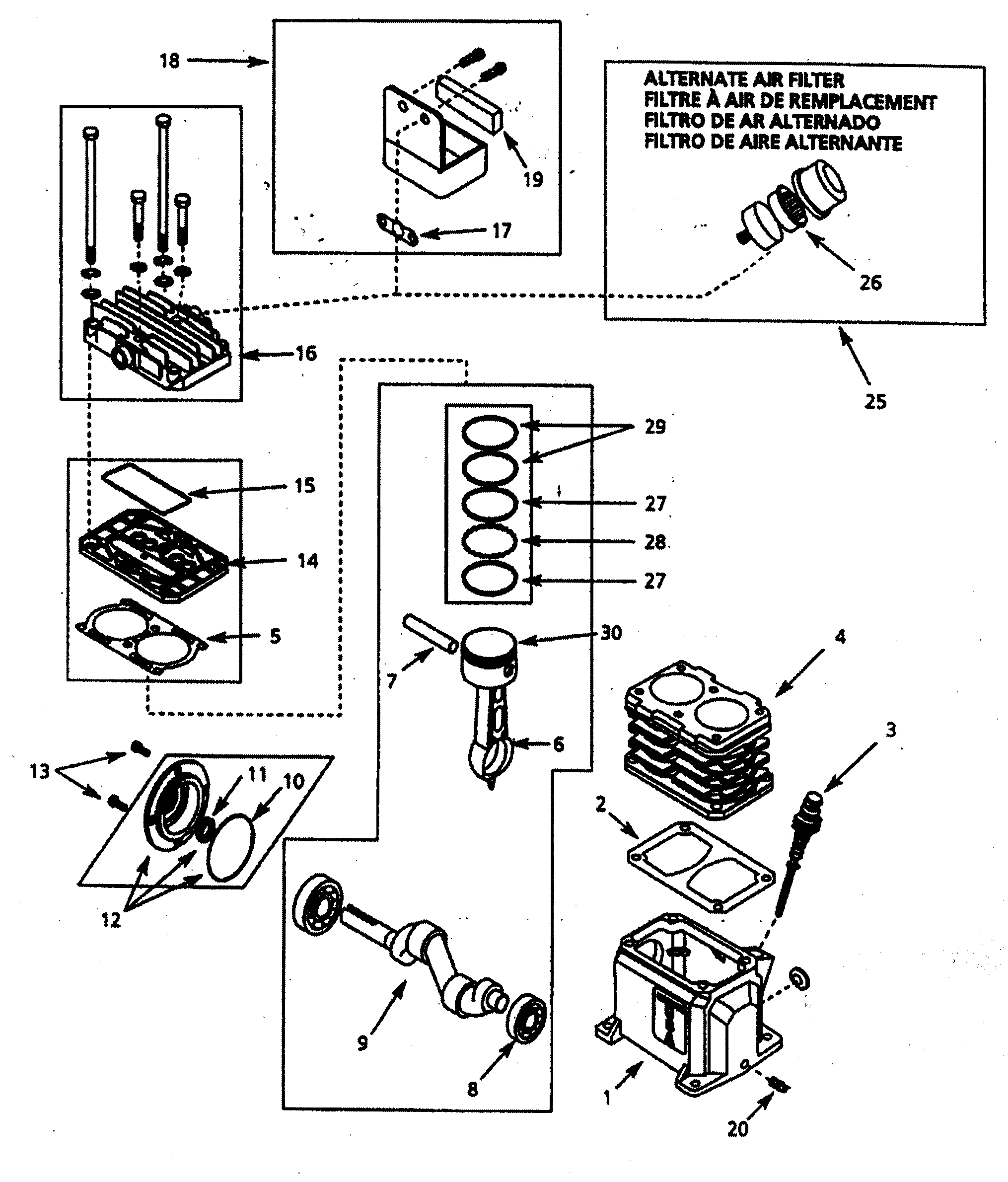 Campbell Hausfeld VT619504 pump assy diagram