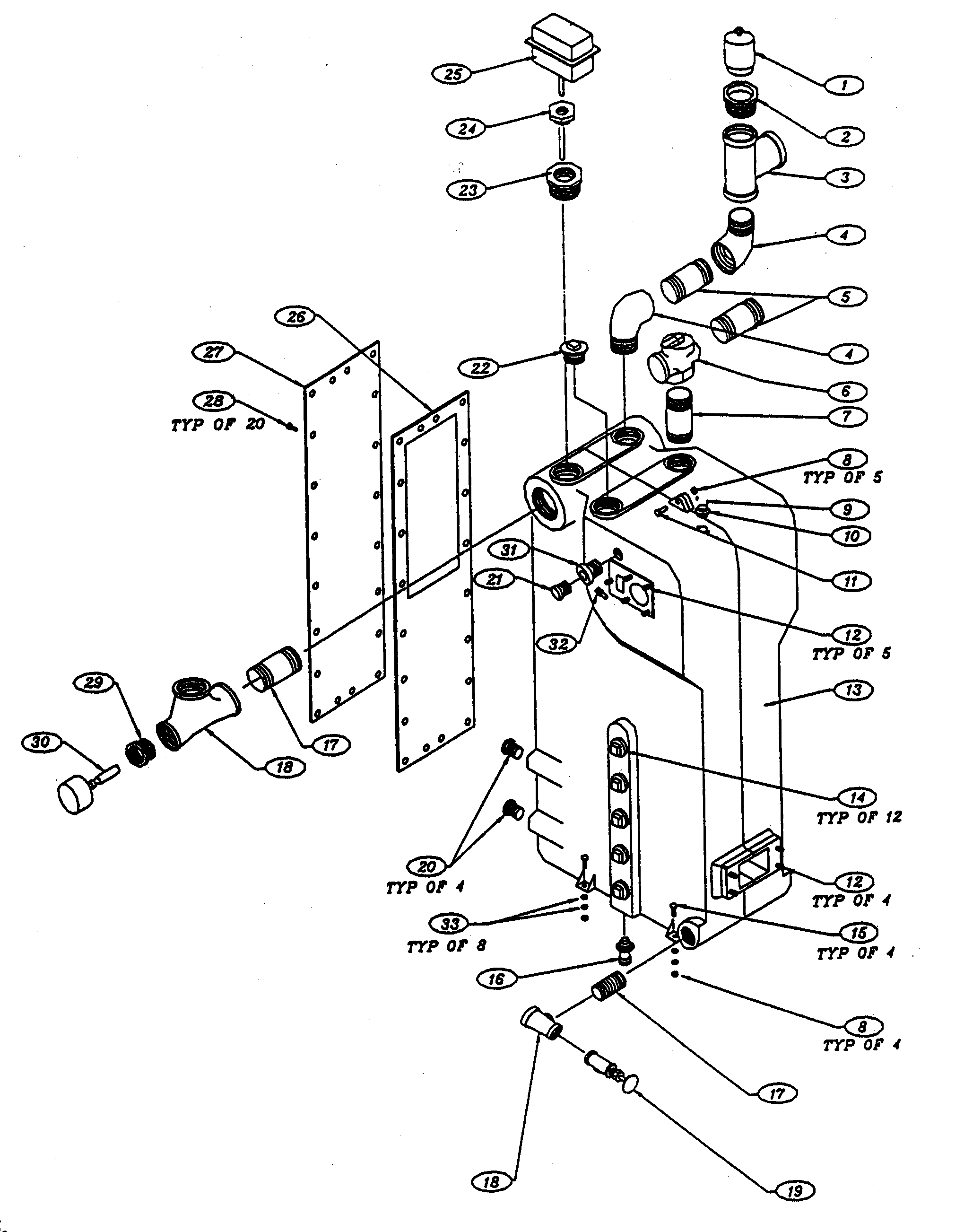 Kenmore K9075 boiler block/piping assy diagram