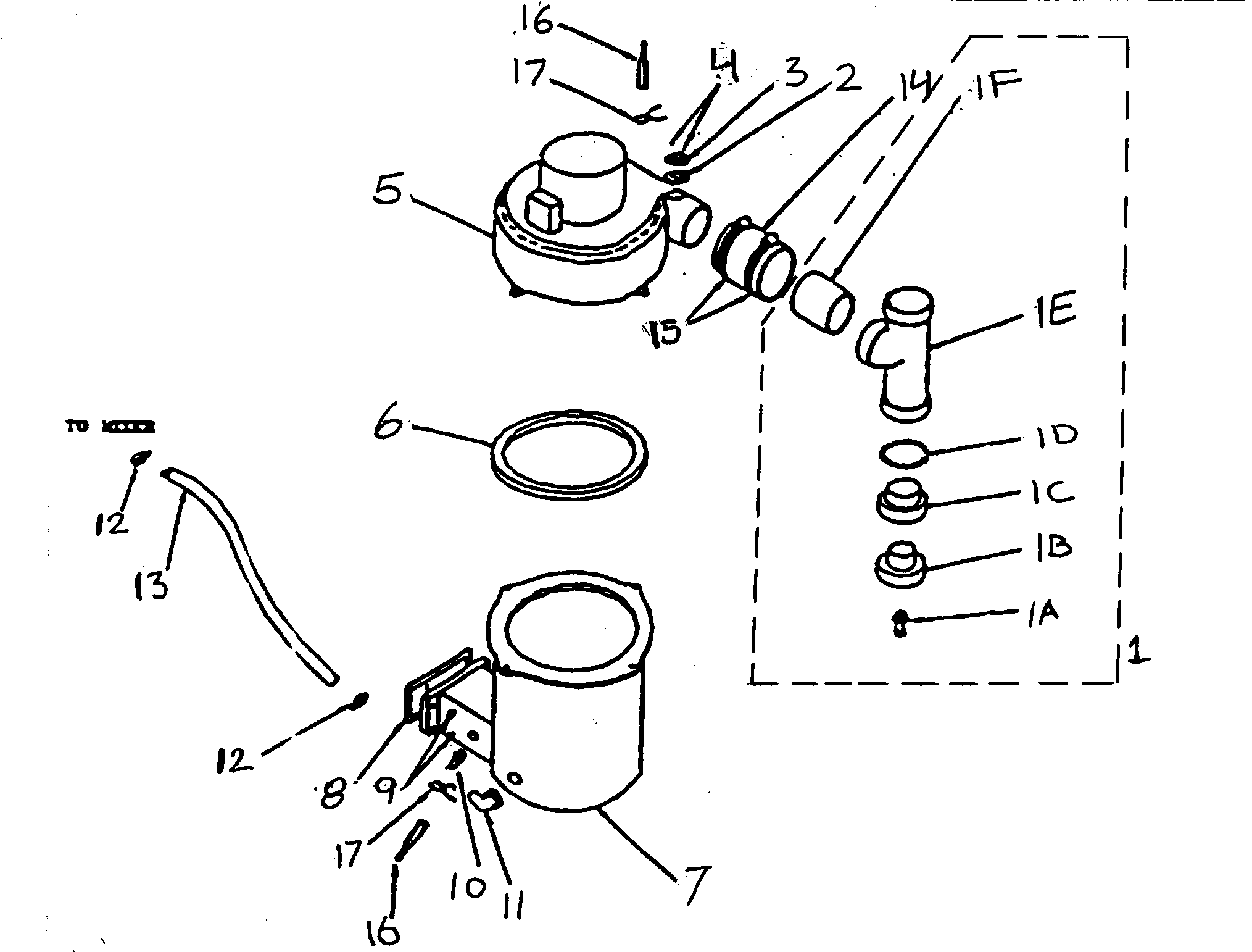Kenmore K9075 flue adapter/exhauster assy diagram