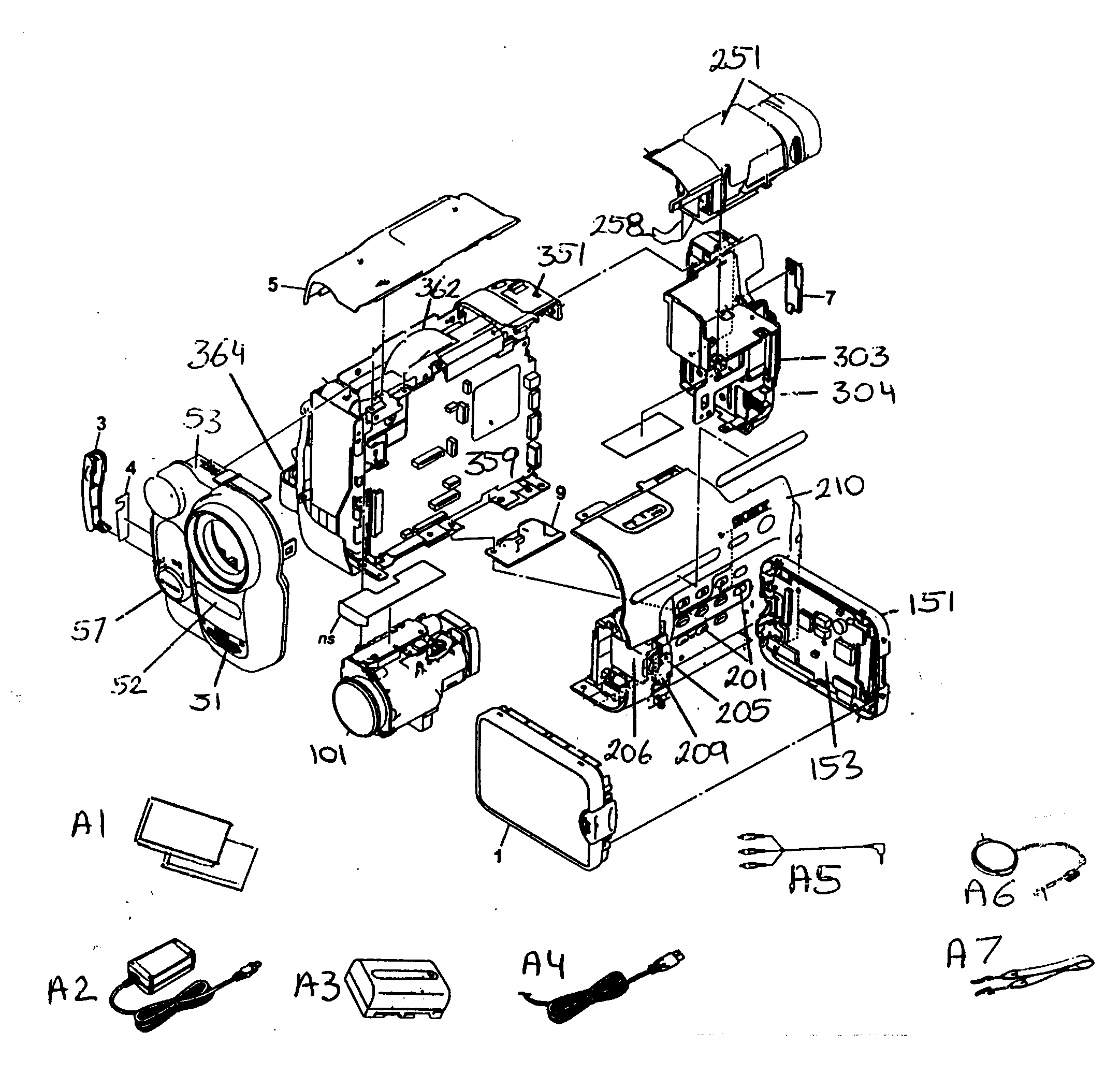 Sony CCD-TRV328 cabinet parts diagram