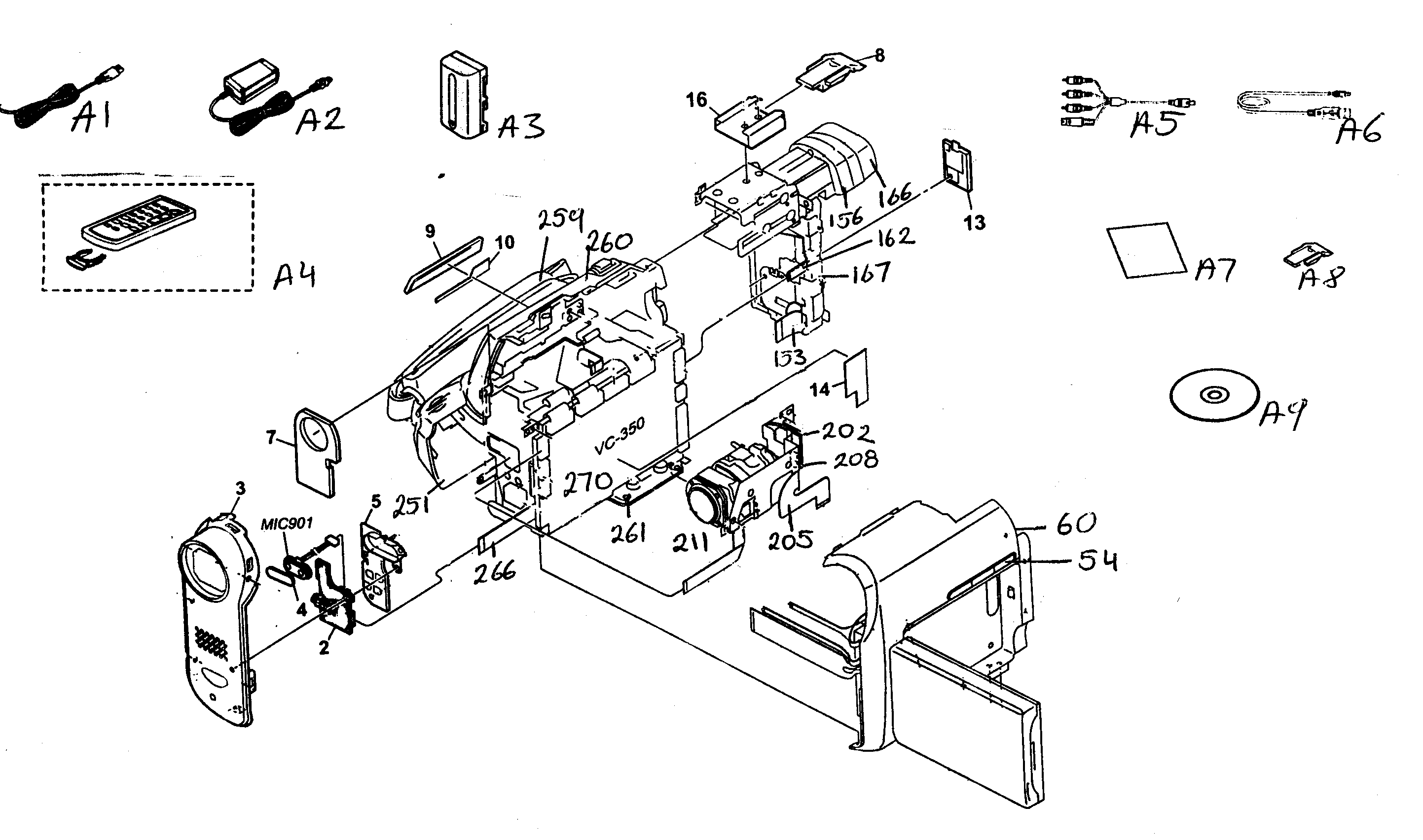 Sony DCR-HC30 cabinet parts 1 diagram