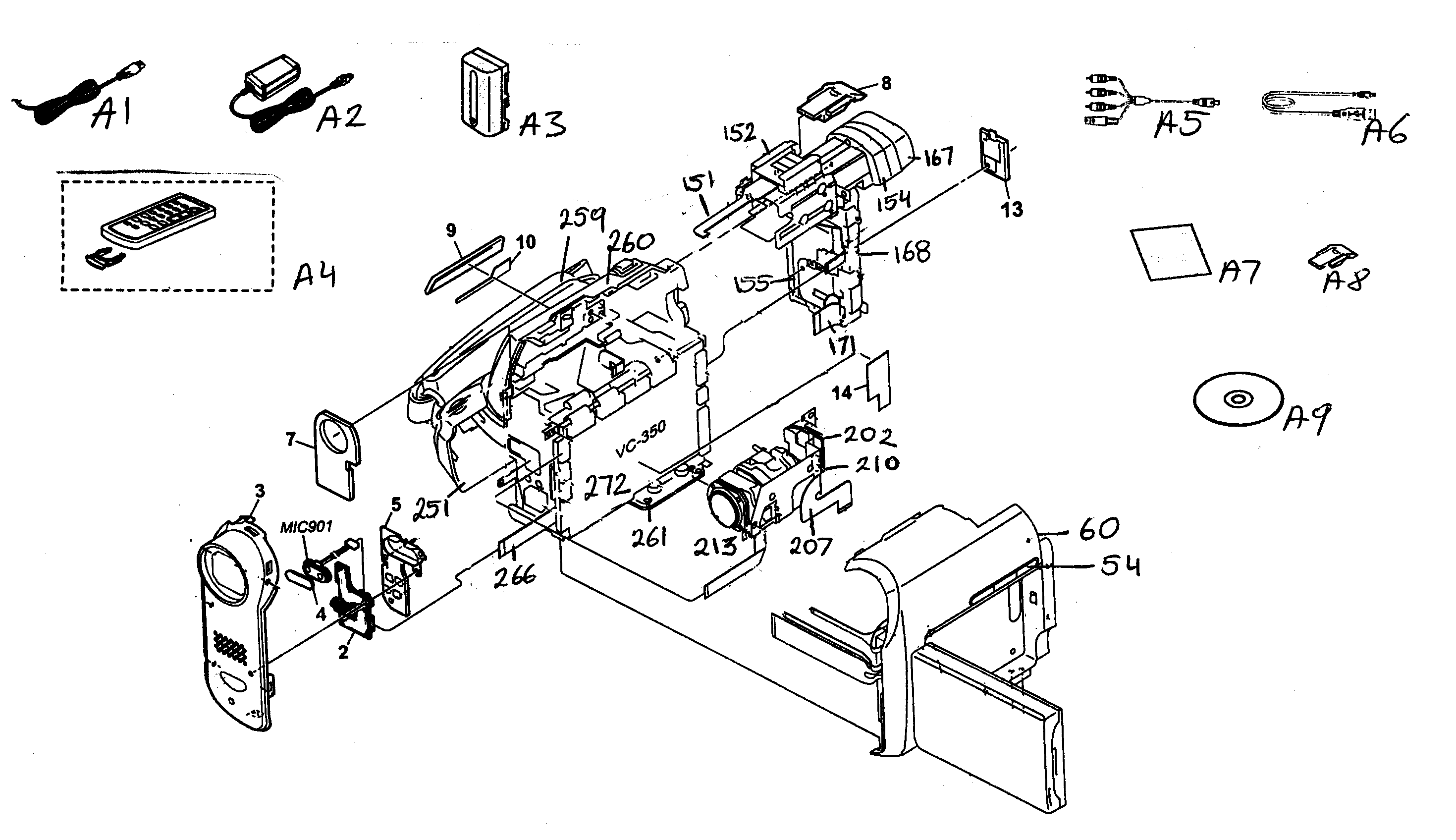 Sony DCR-HC20 cabinet parts 1 diagram