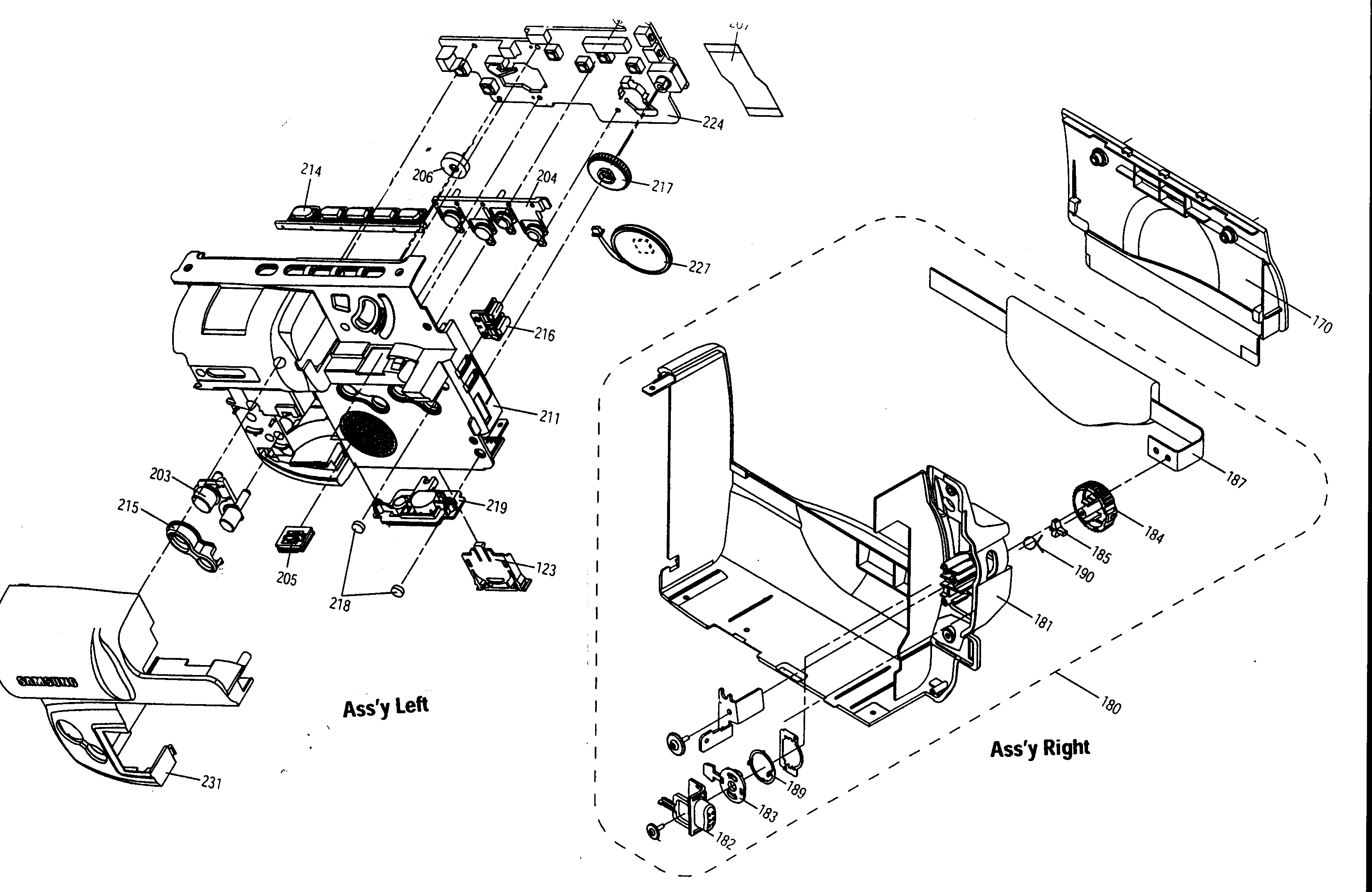 Samsung SCL907 left assy/right assy diagram
