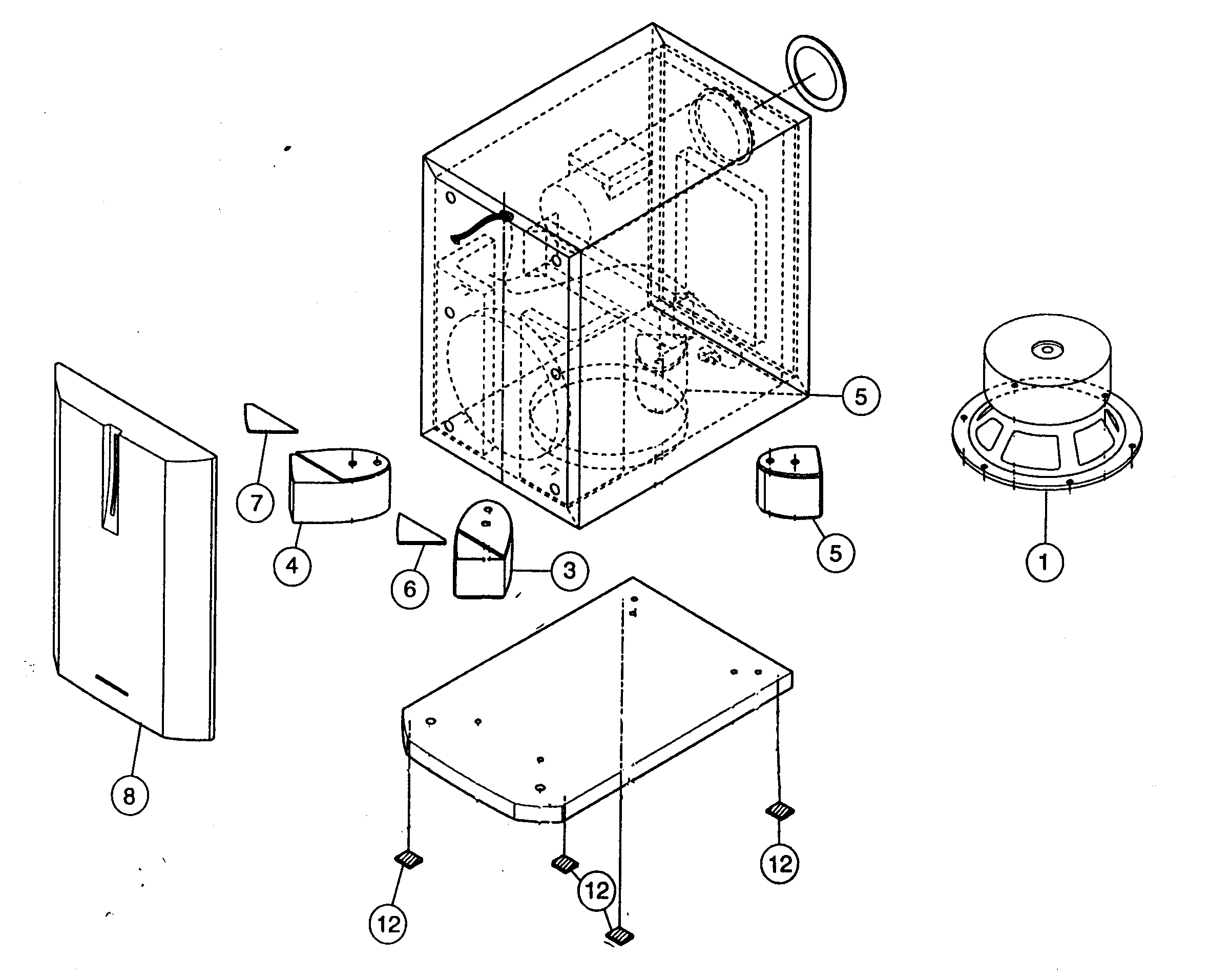 JVC SP-DW103 cabinet parts diagram