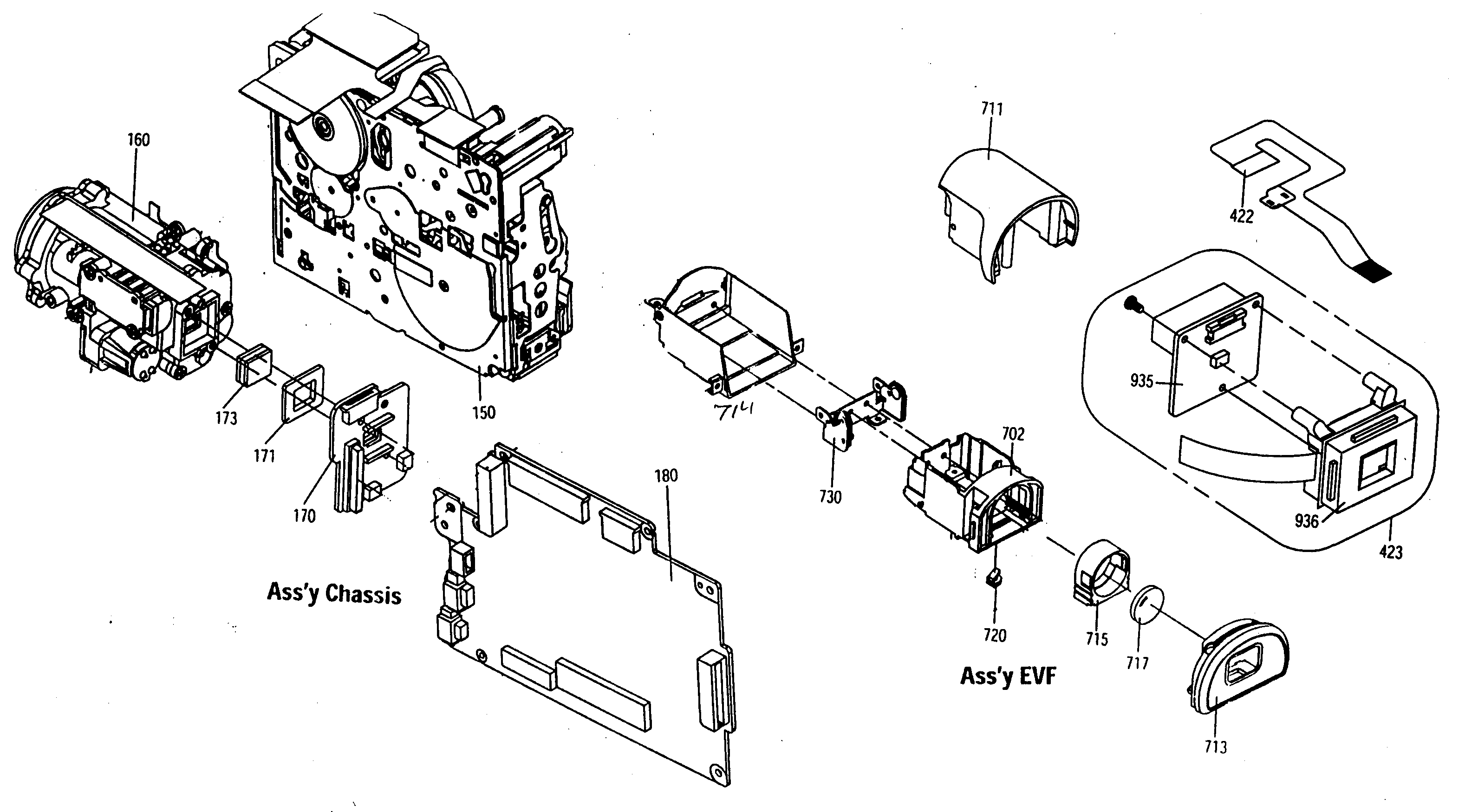 Samsung SCD103 chassis/evf assy diagram