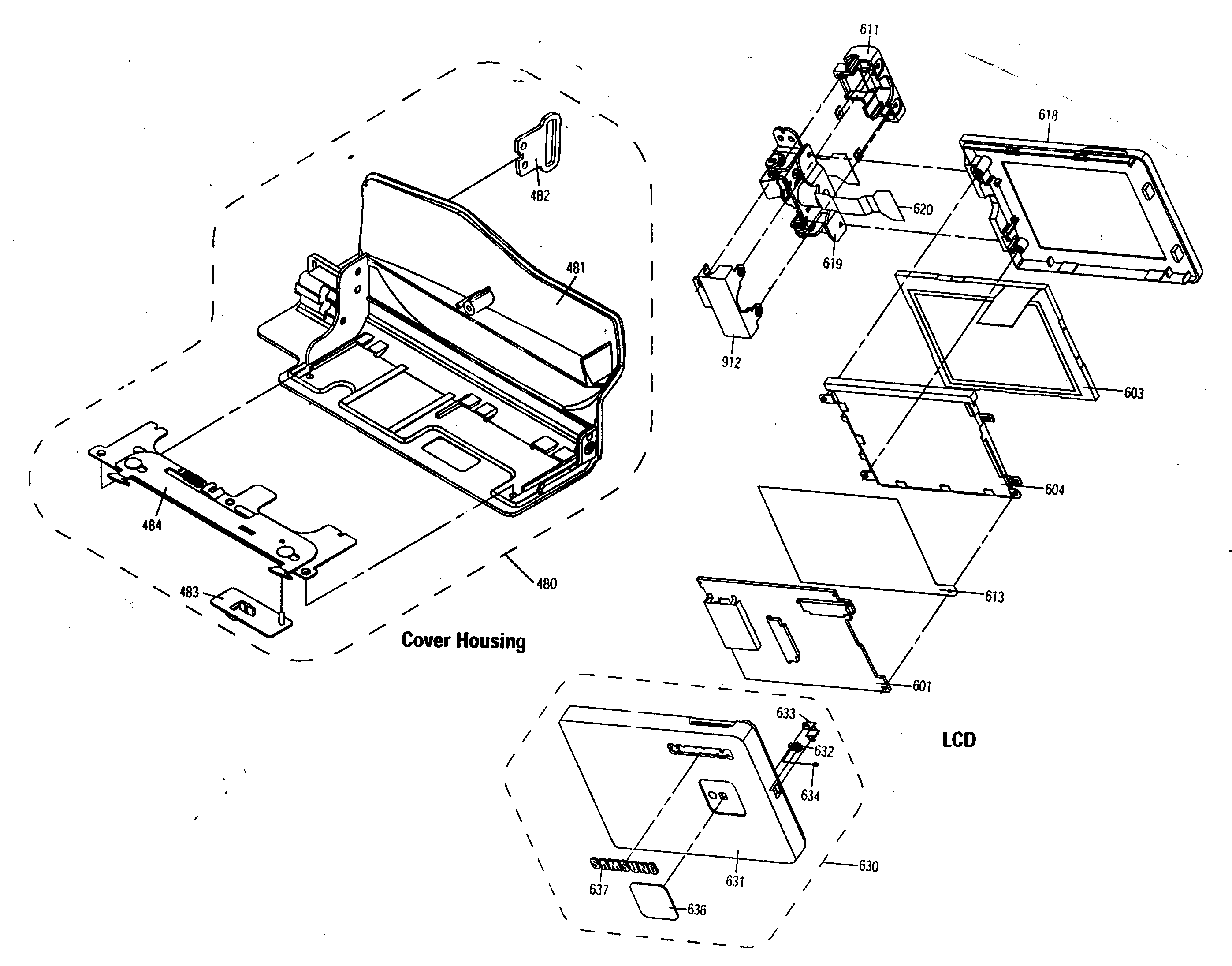 Samsung SCD103 cover housing/lcd diagram