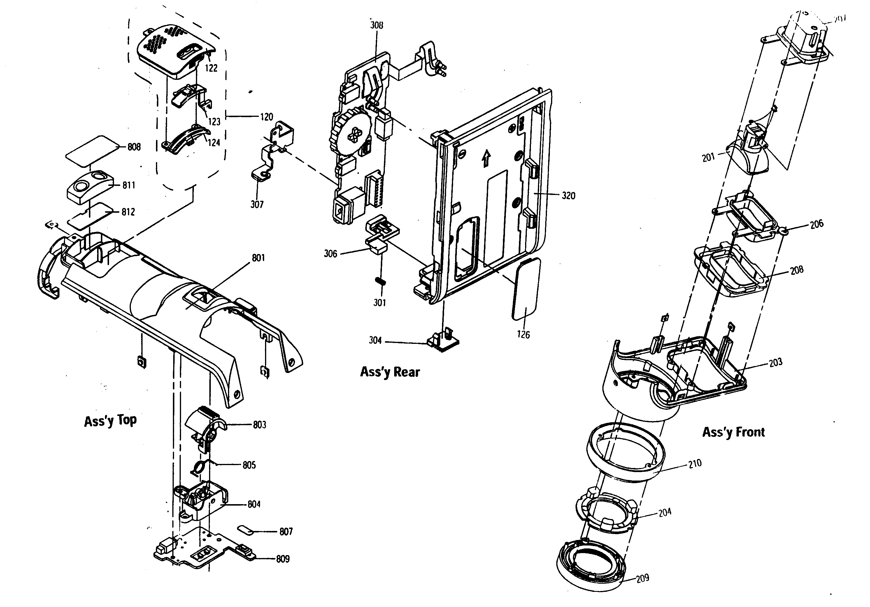 Samsung SCD103 top/rear/front assy diagram