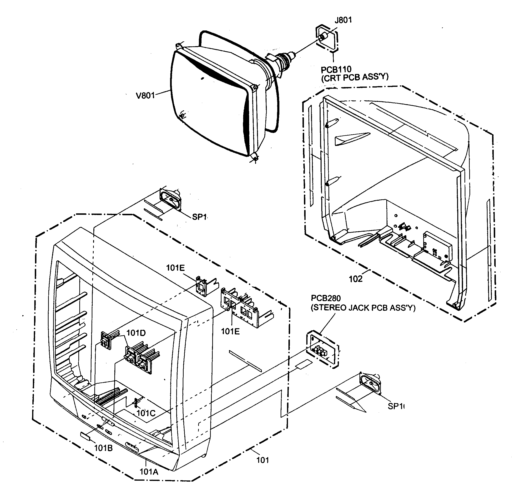Memorex MT2324 cabinet parts diagram