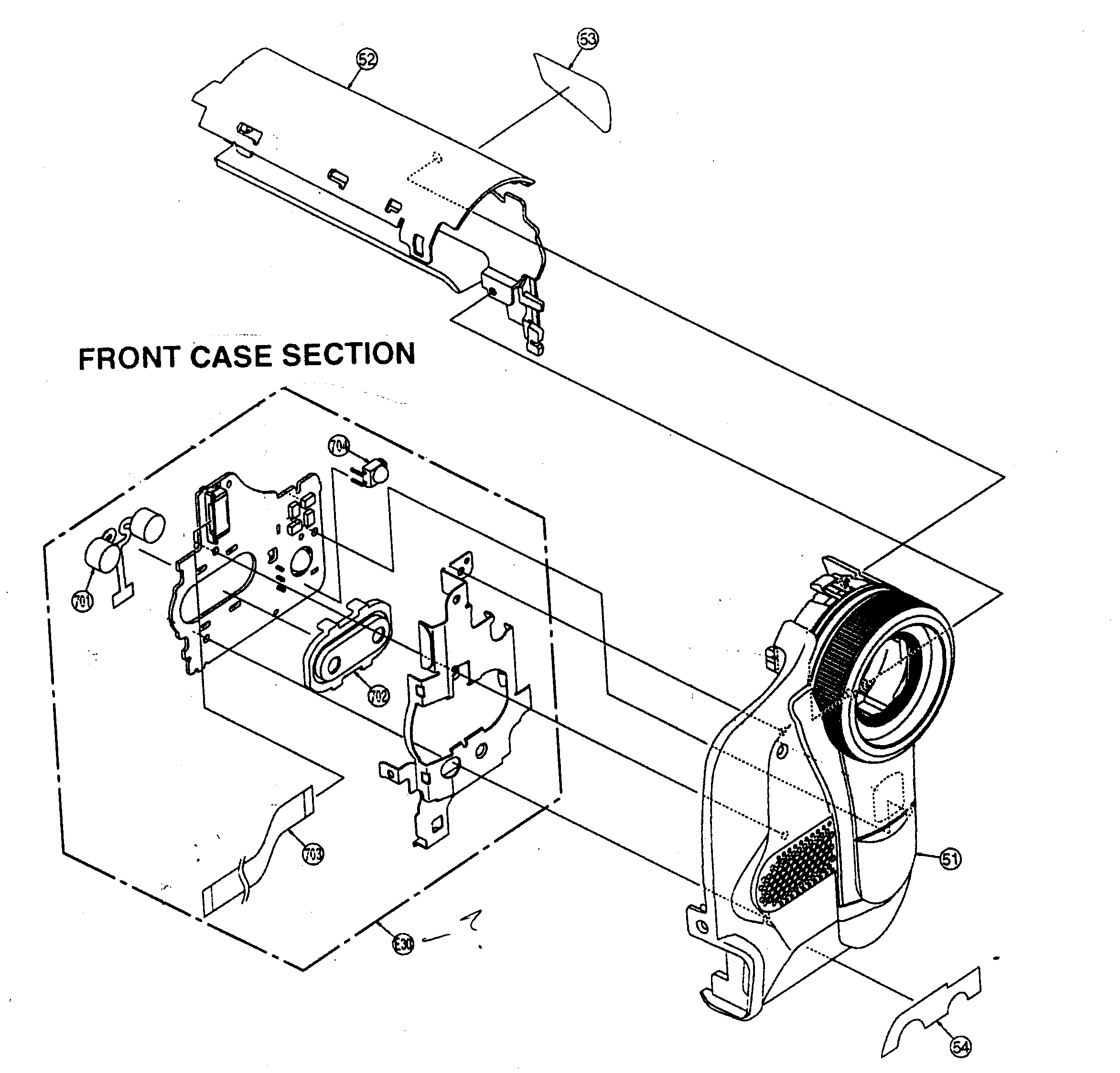 Panasonic PV-GS2P front case diagram
