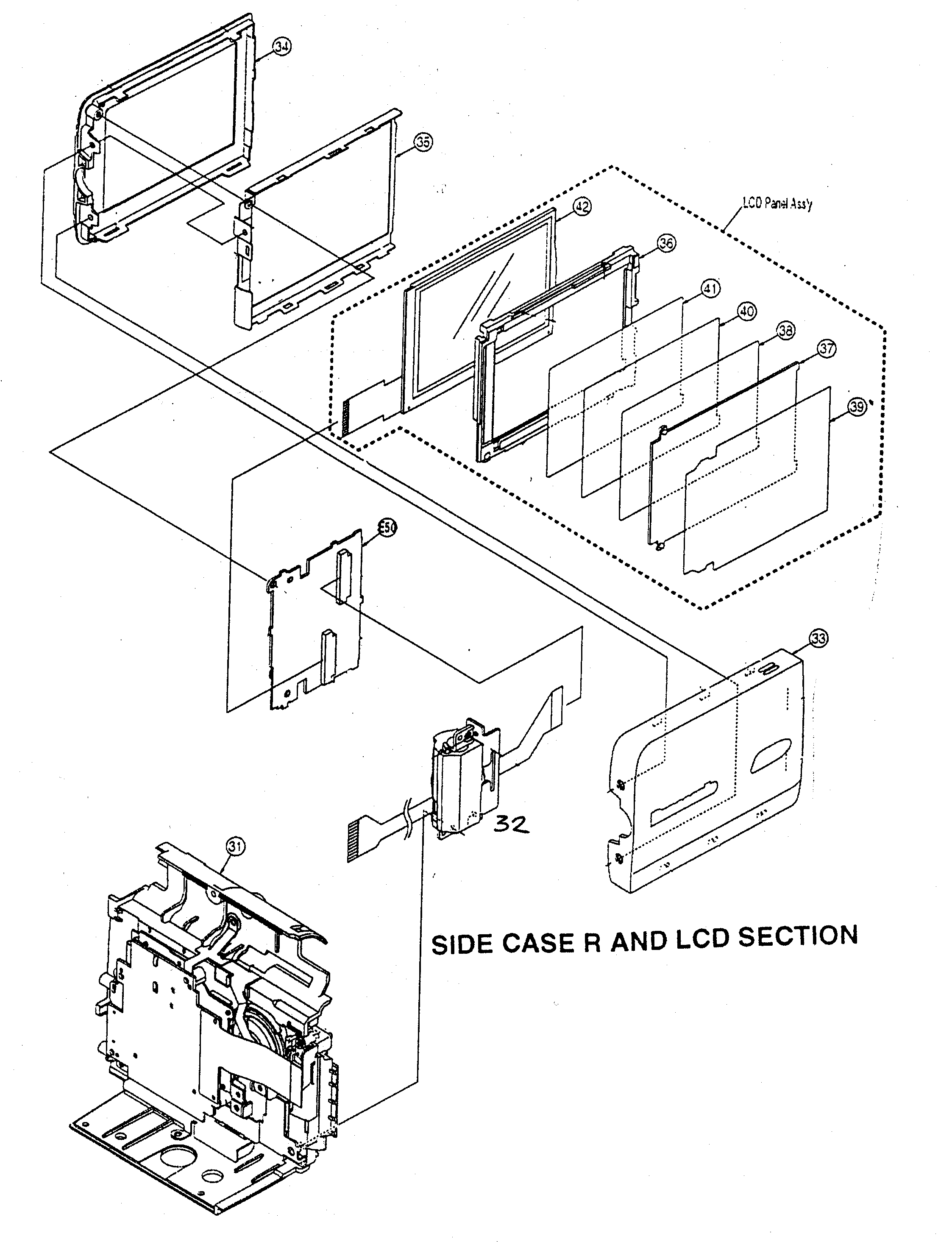 Panasonic PV-GS2P side case r/lcd diagram