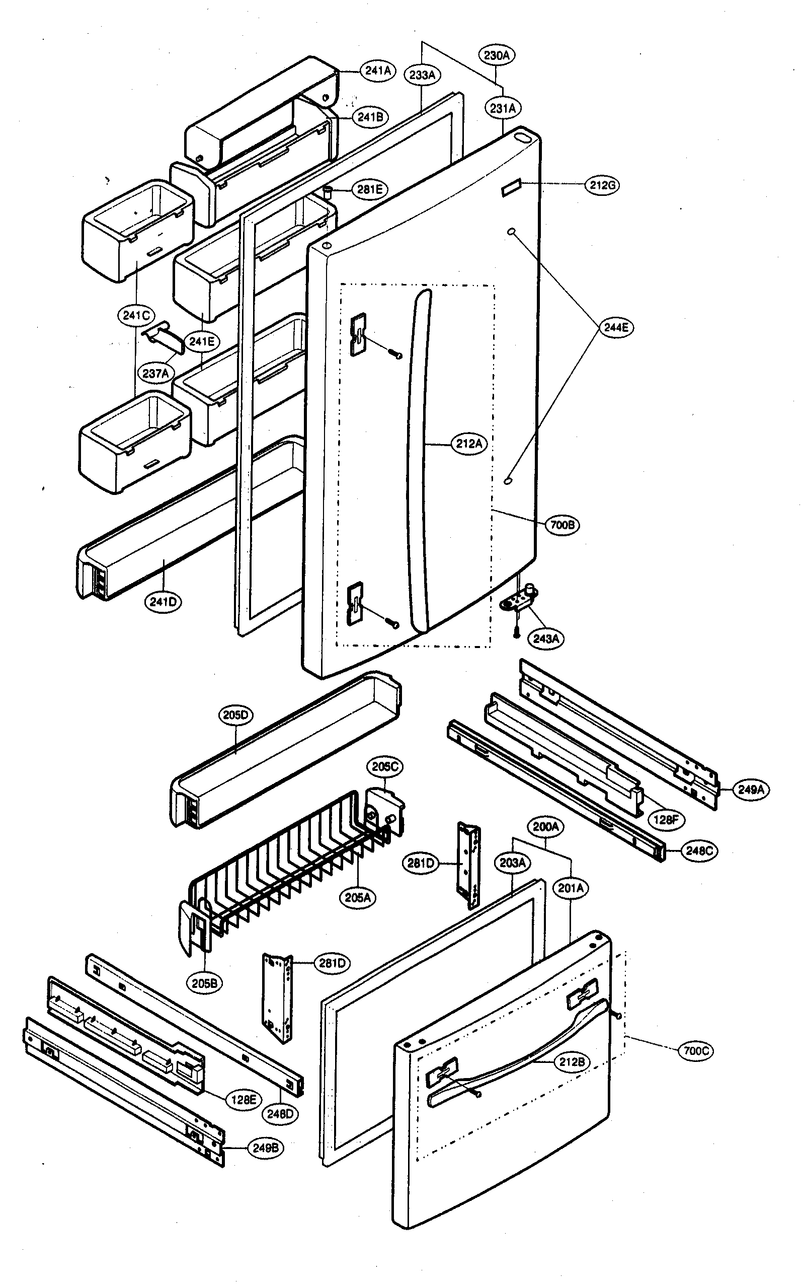Kenmore 79575214400 door parts diagram