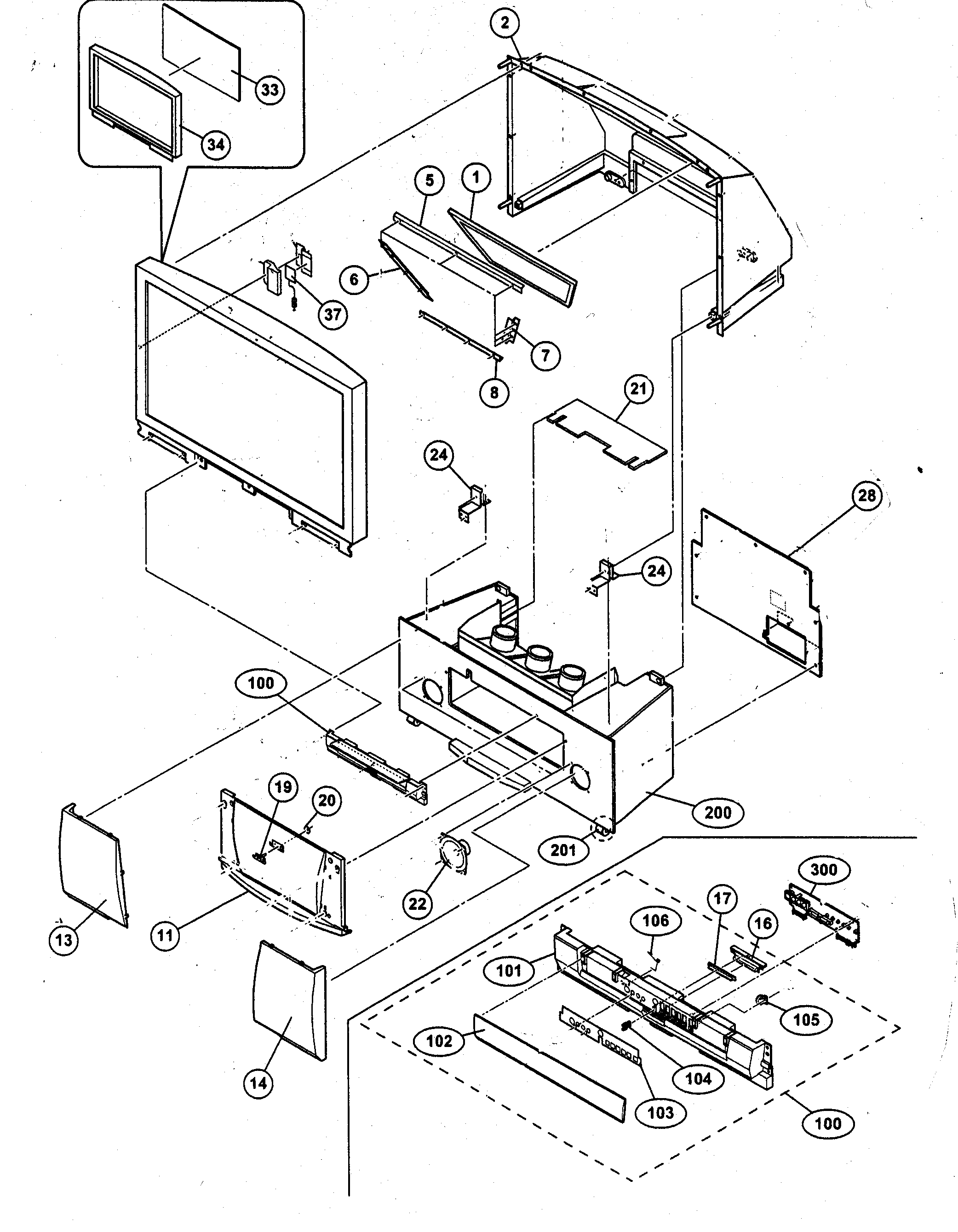 JVC AV-56P575H cabinet parts diagram
