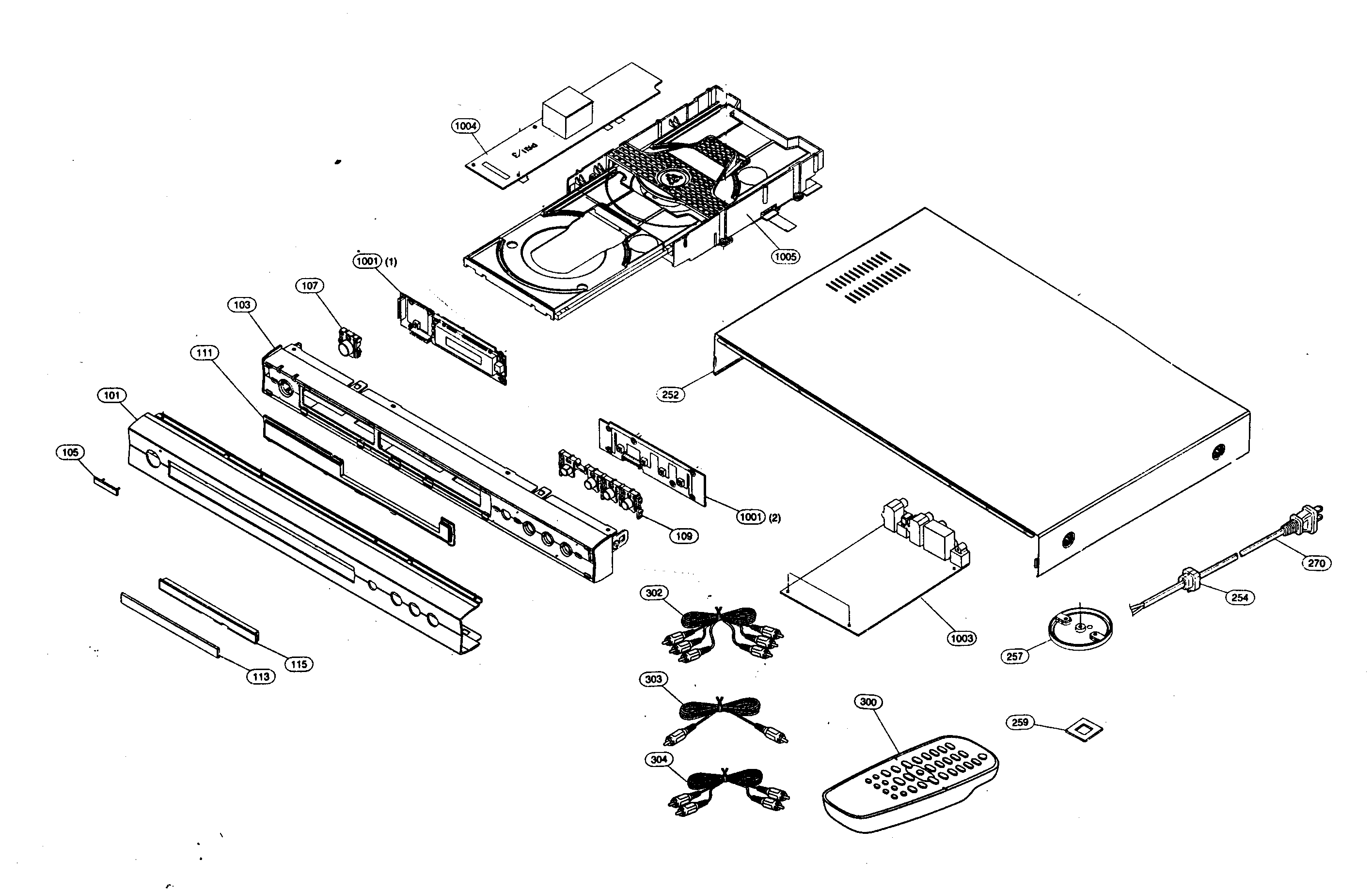 Yamaha DV-SL100 cabinet parts diagram