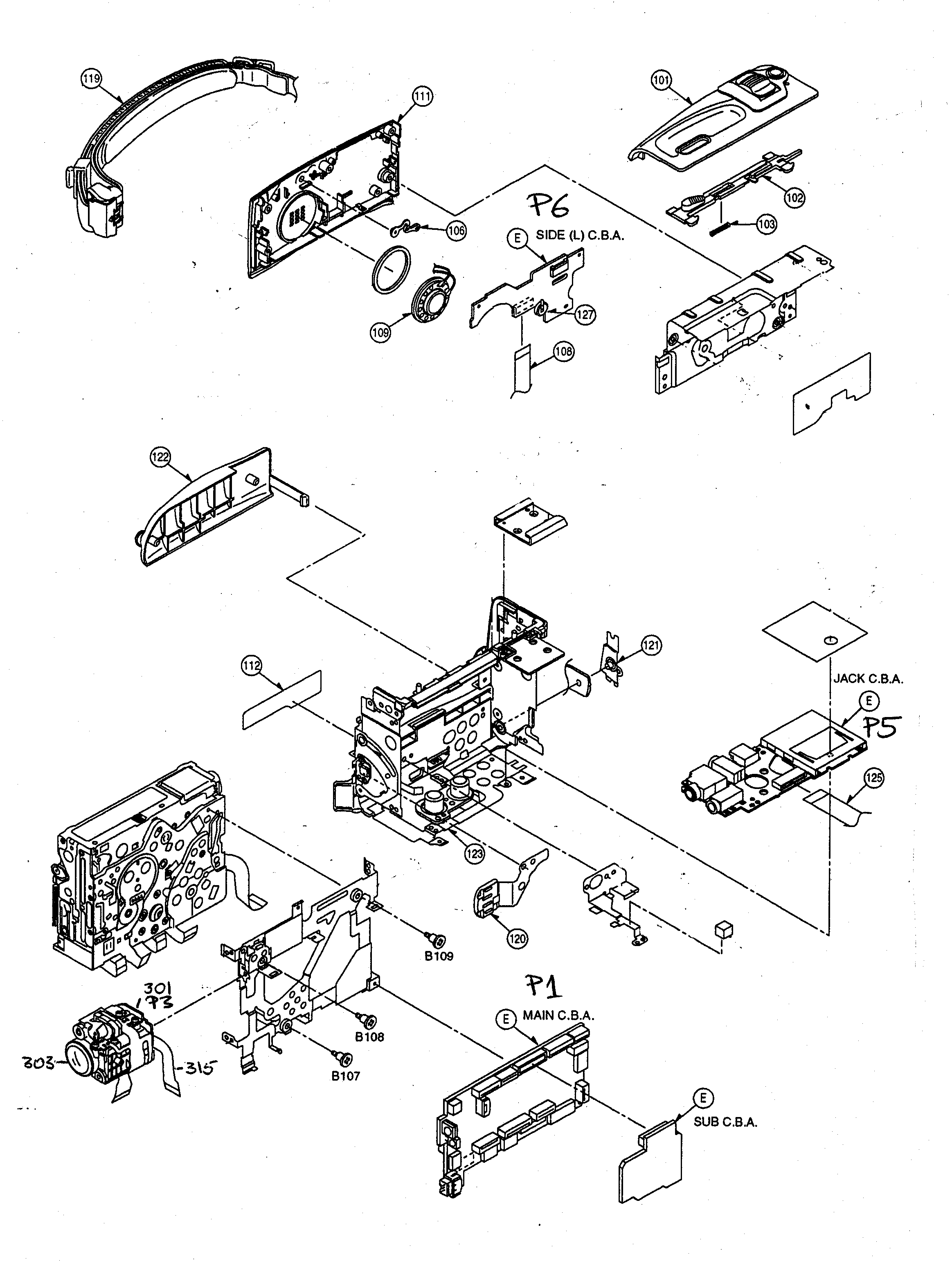 Panasonic PV-GS33P frame/casting assy 2 diagram
