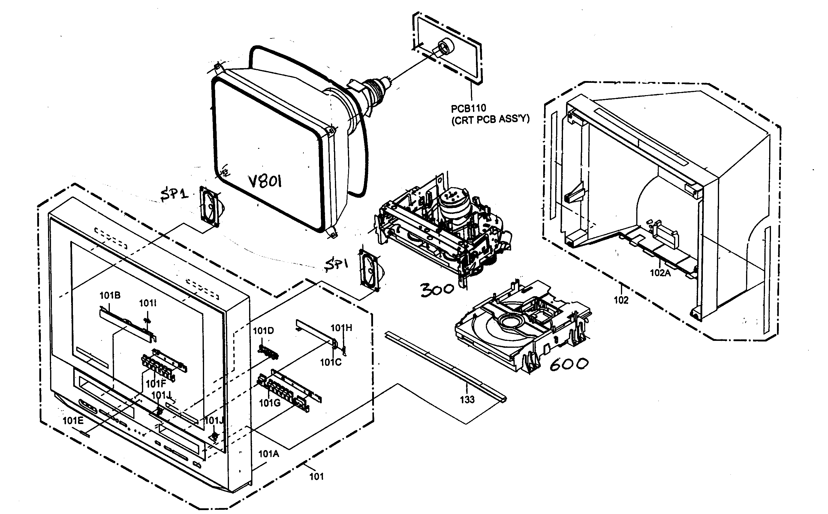 Memorex MVDT2402 cabinet parts diagram