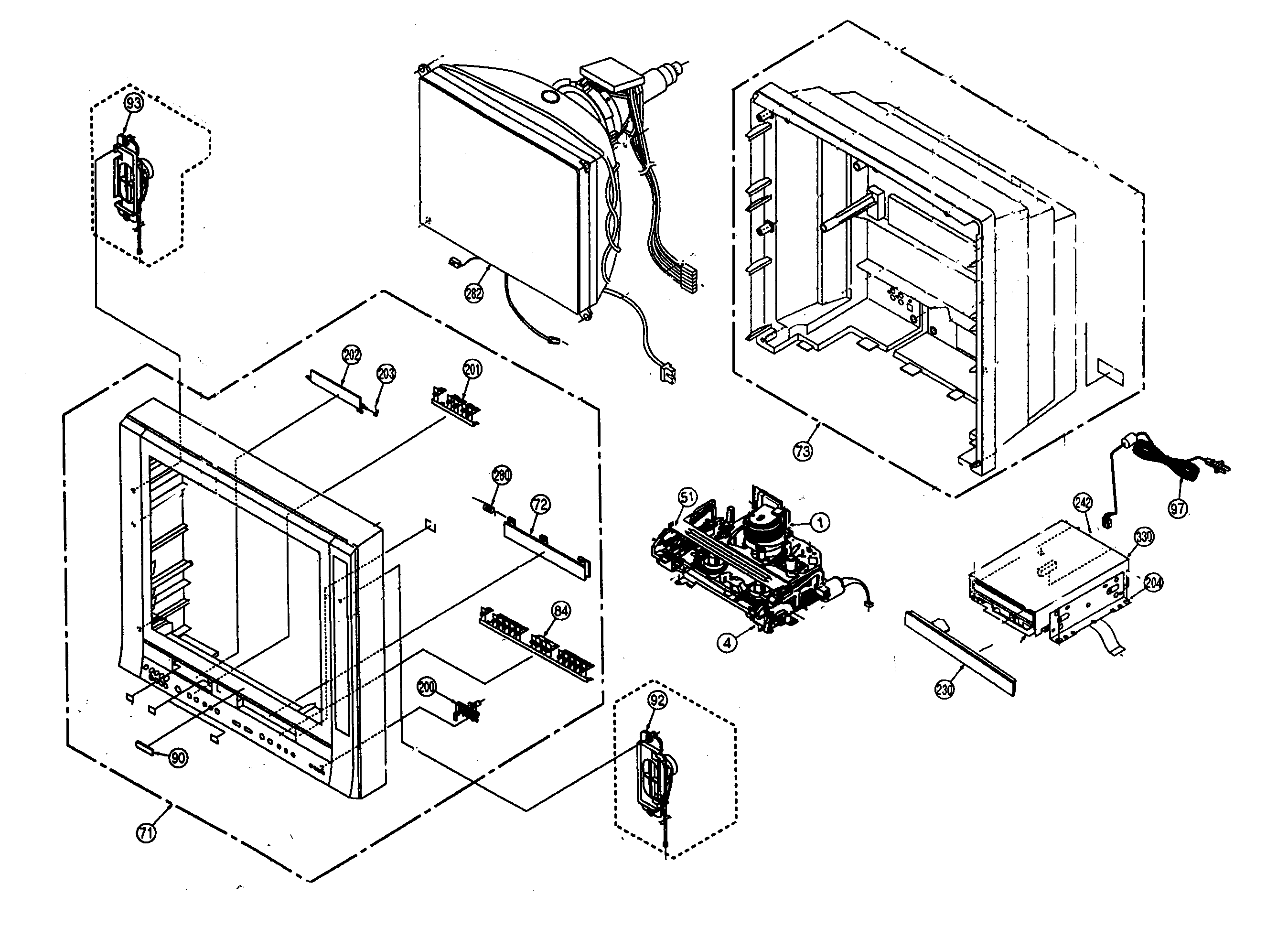 Panasonic PV-DF204 cabinet parts diagram