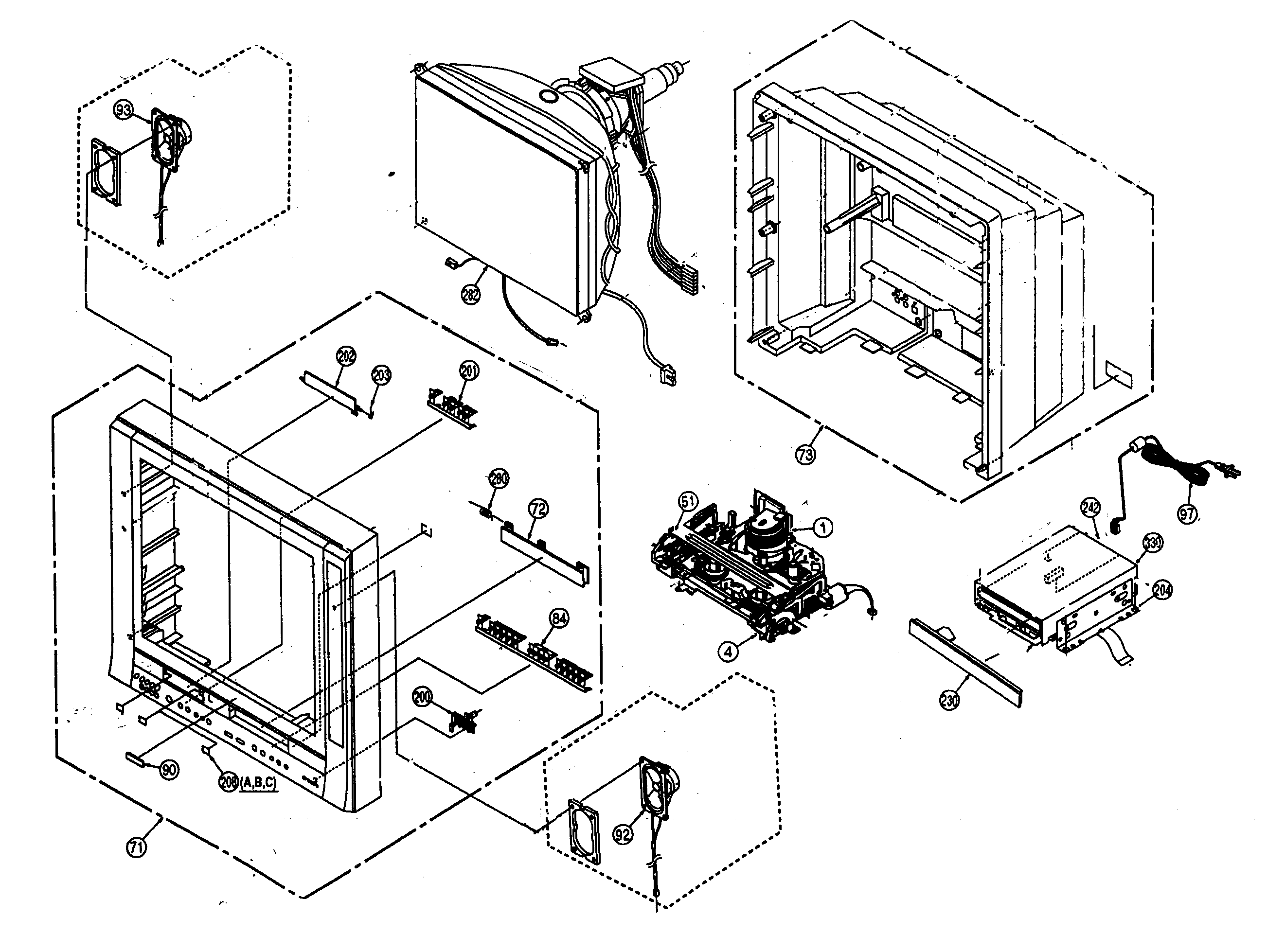 Panasonic PV-DF274 cabinet parts diagram
