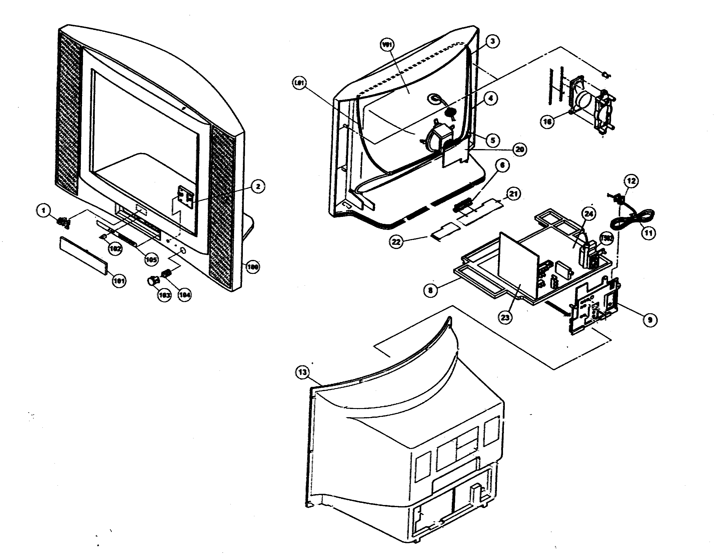 JVC AV-27F485Z cabinet parts diagram