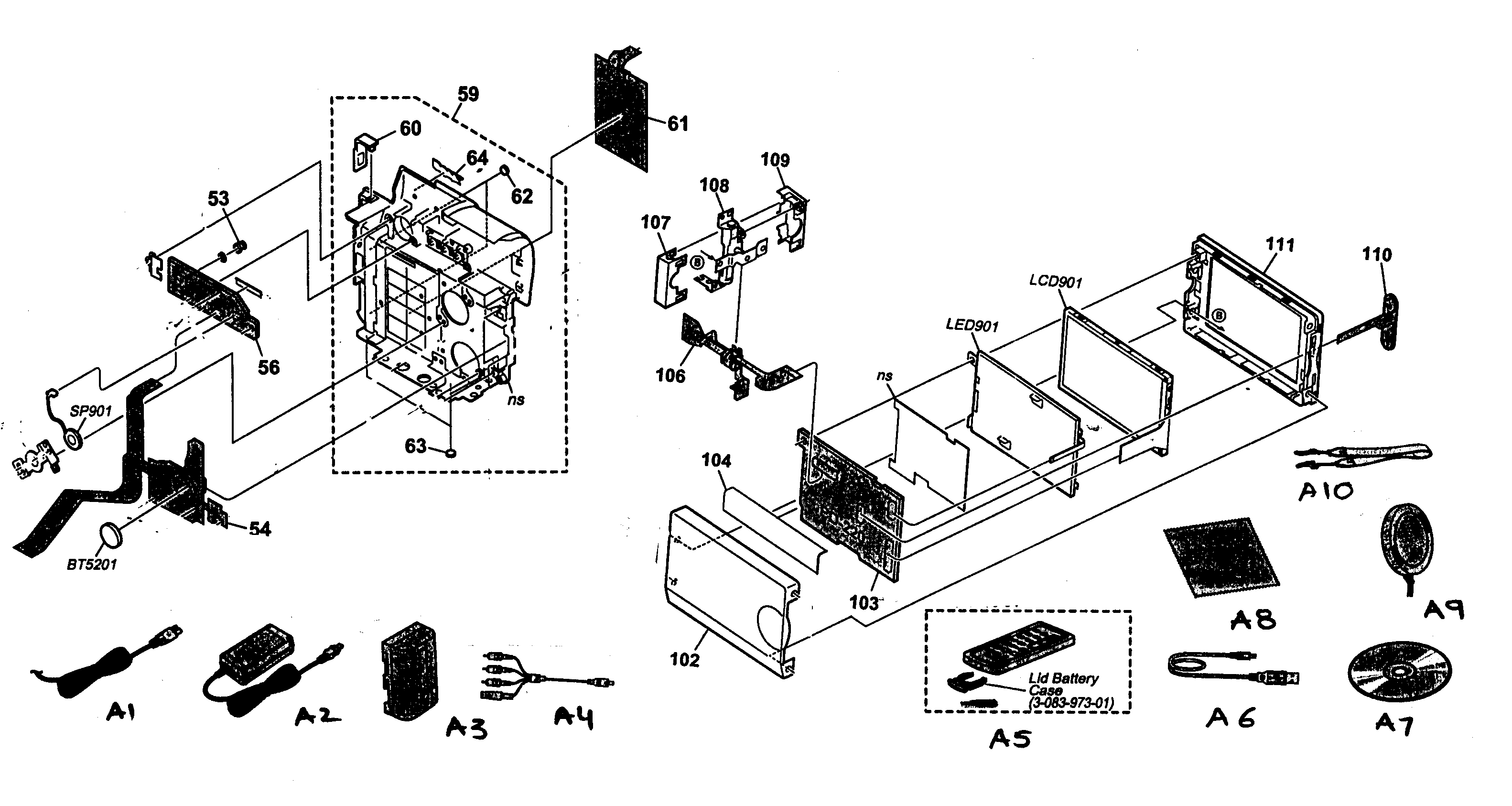 Sony DCR-DVD201 lcd/accessorys diagram