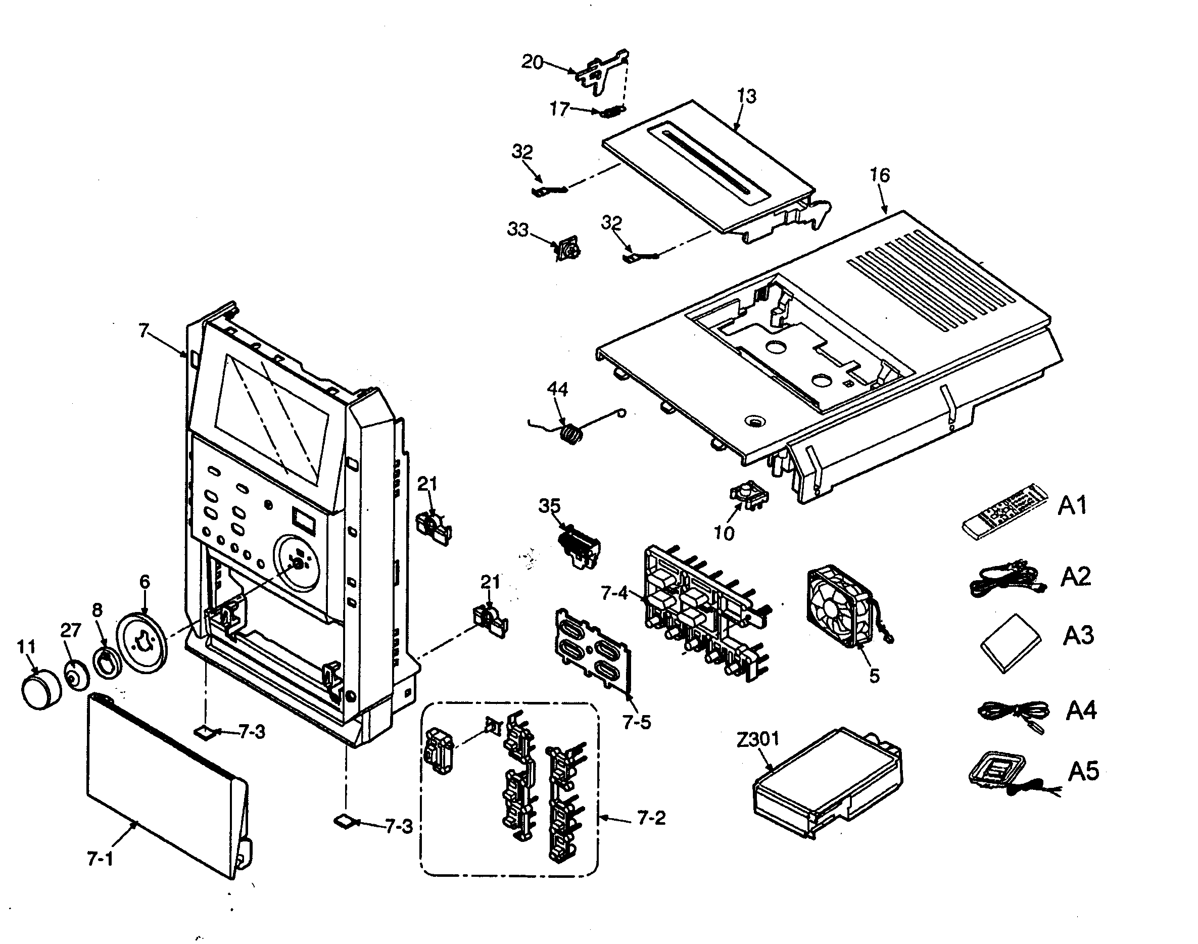 Panasonic SC-PM29P cabinet parts diagram