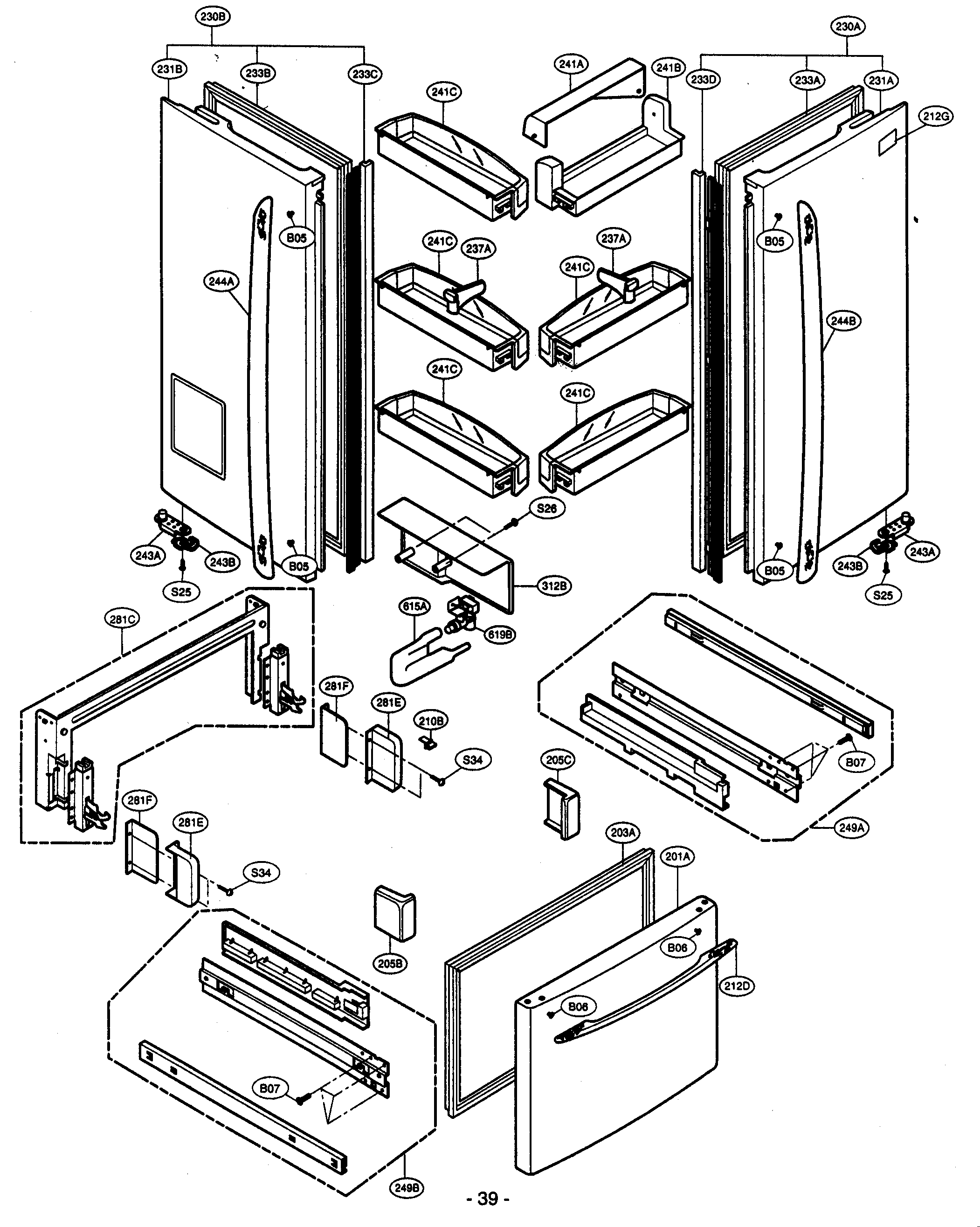 Kenmore Elite 79575194400 door parts diagram