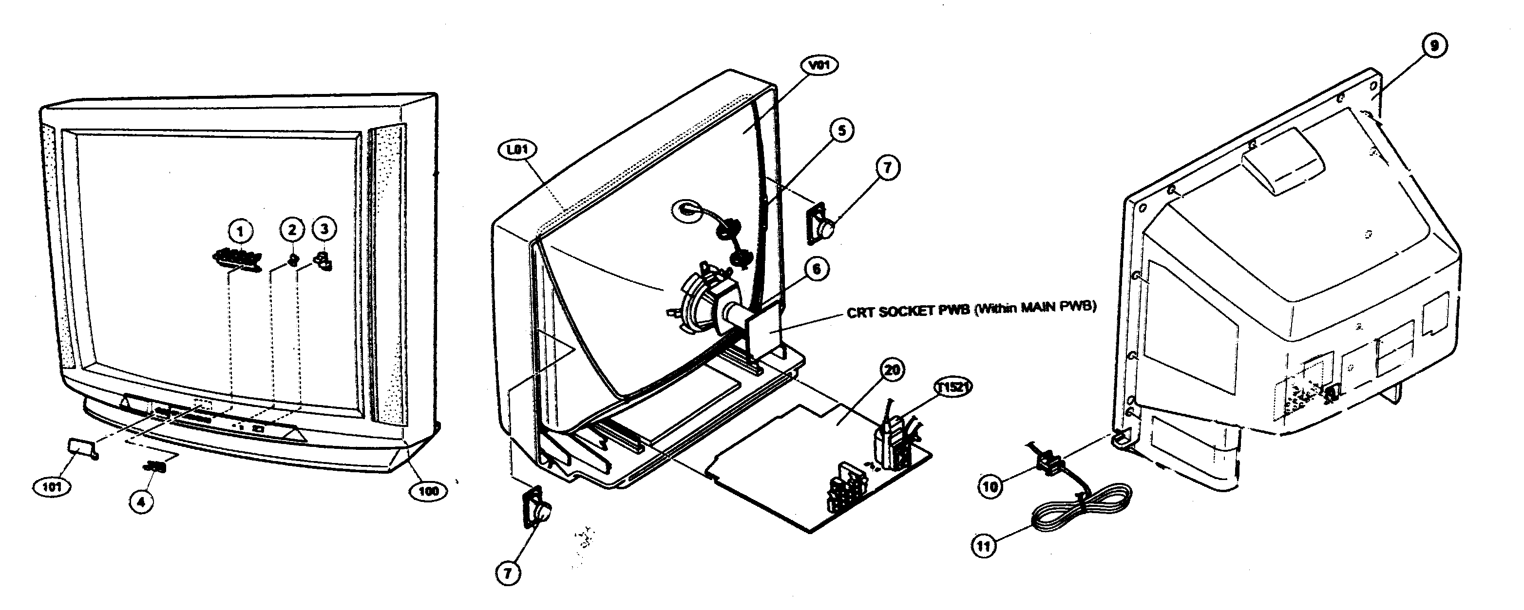JVC AV-27D305/R cabinet parts diagram