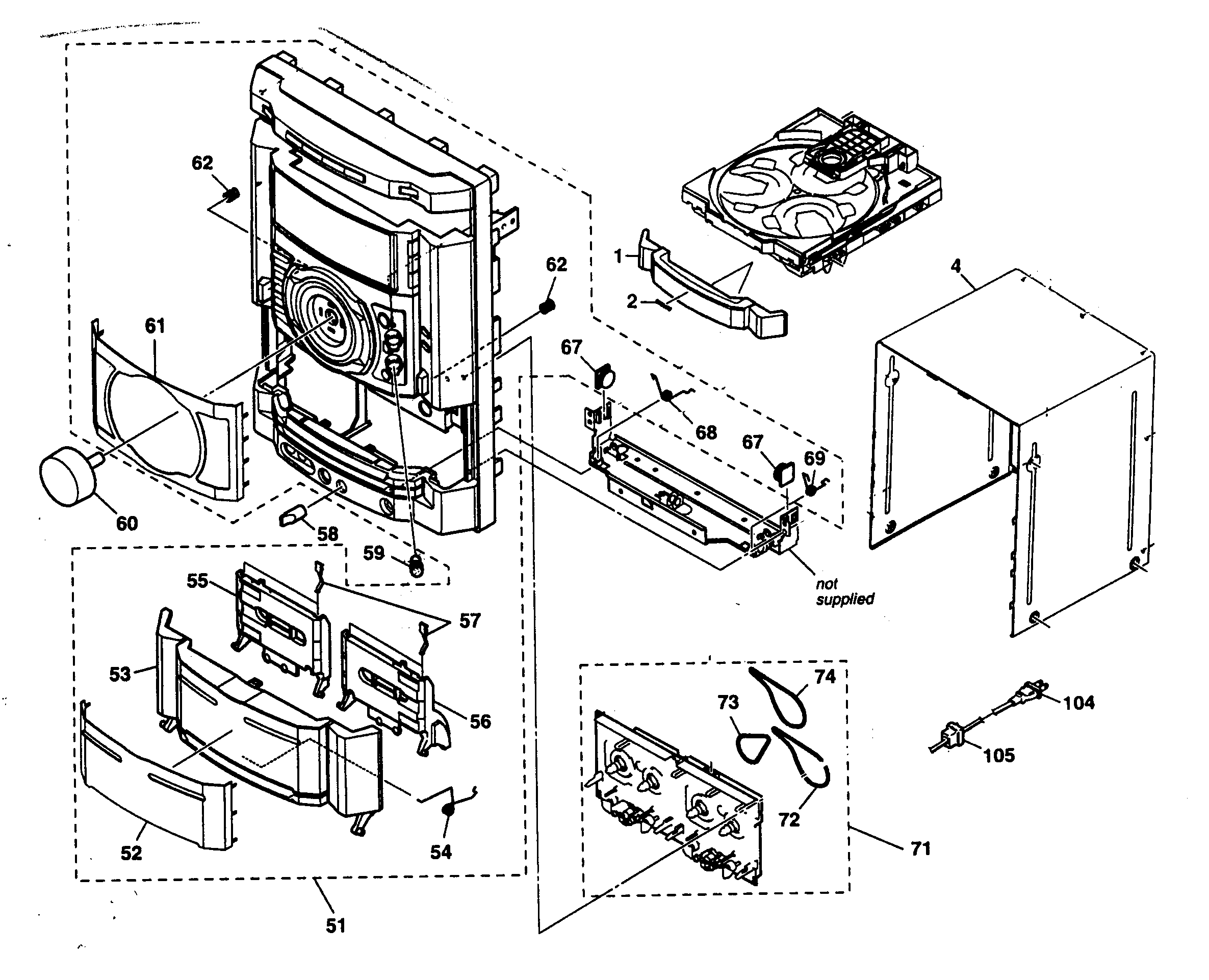 Sony HCD-GX9000 cabinet parts diagram
