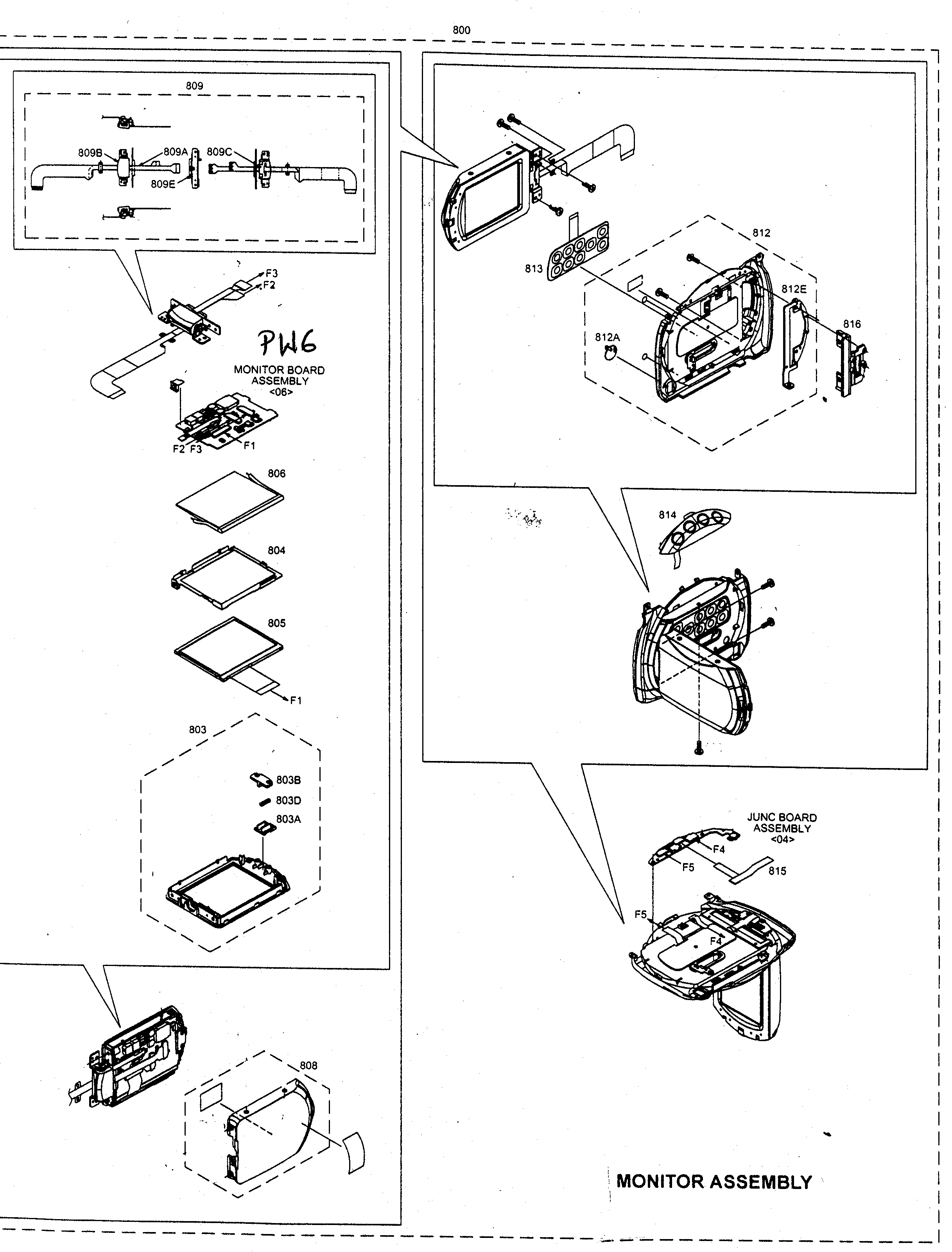 JVC GR-D230US monitor assy diagram