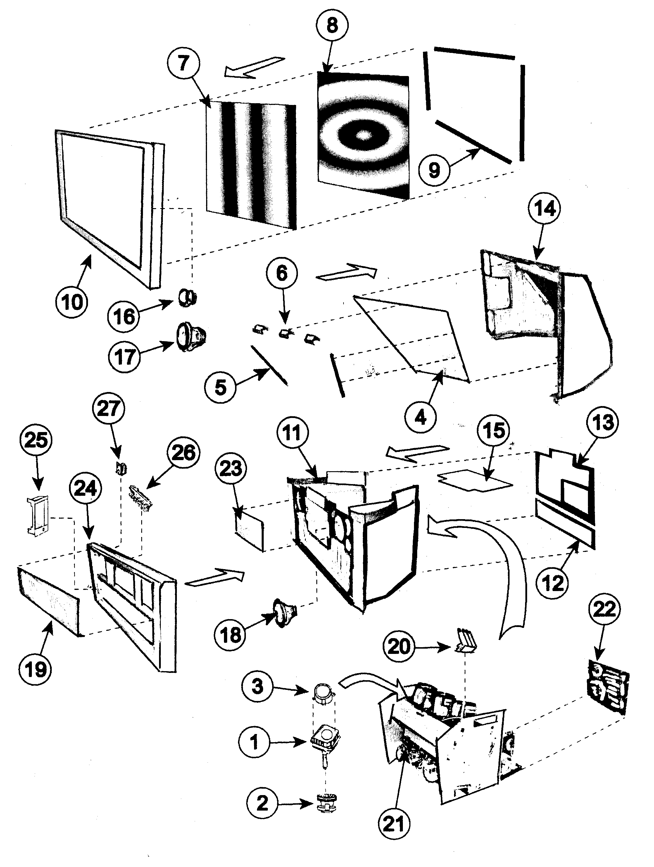 Panasonic PT-47X54J cabinet parts diagram