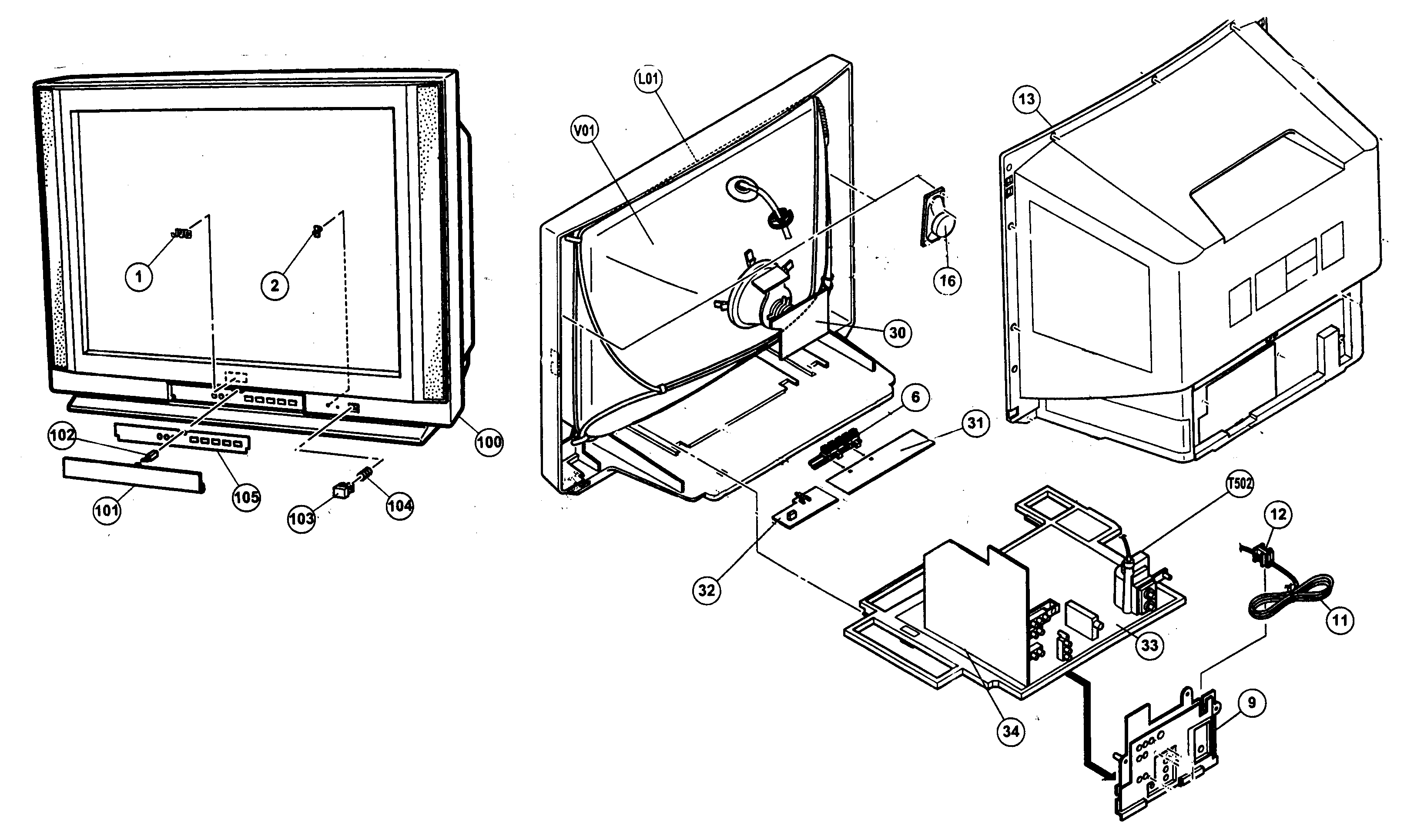 JVC AV-32CF35Z cabinet parts diagram