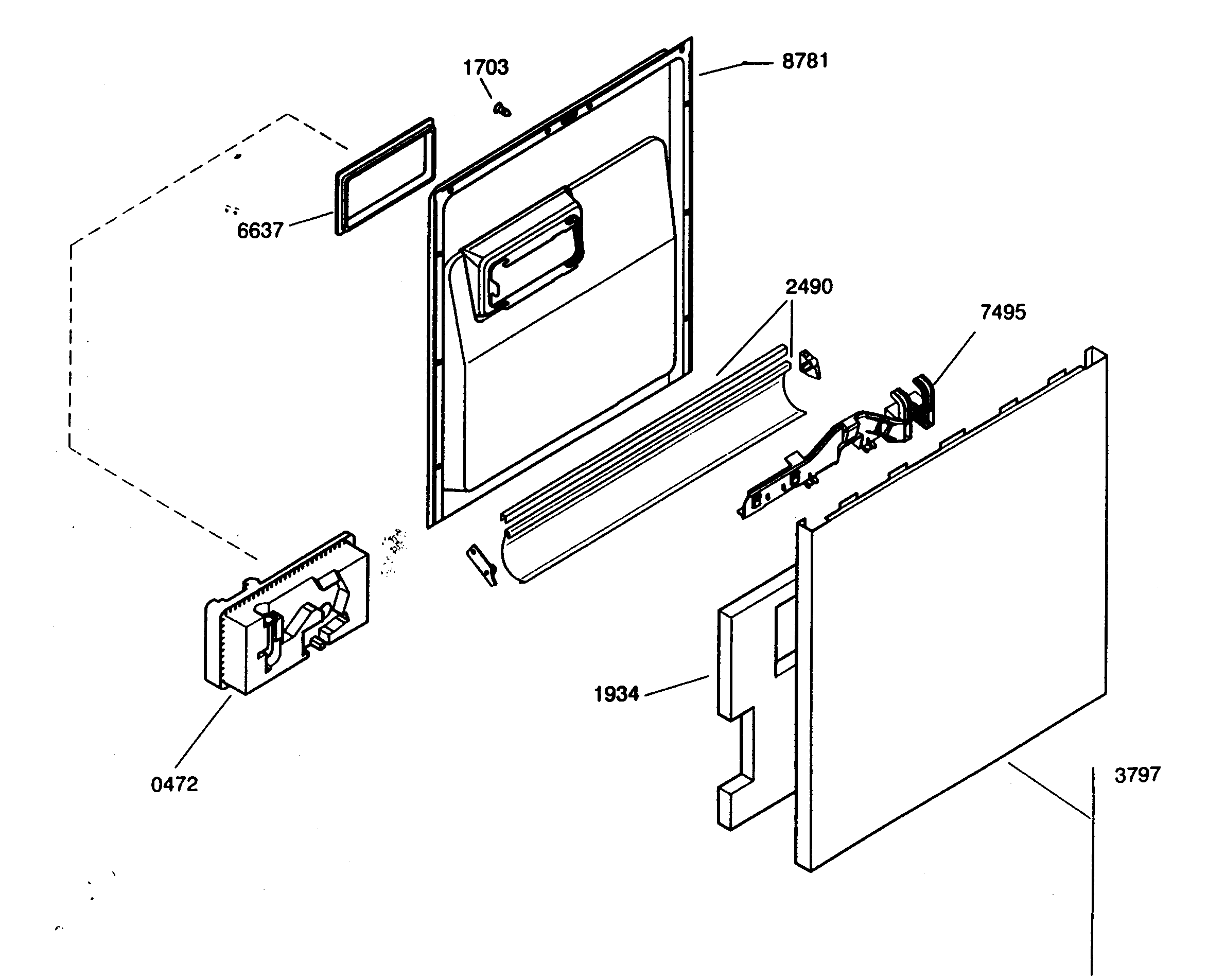 Kenmore Elite 63016303400 door assy diagram