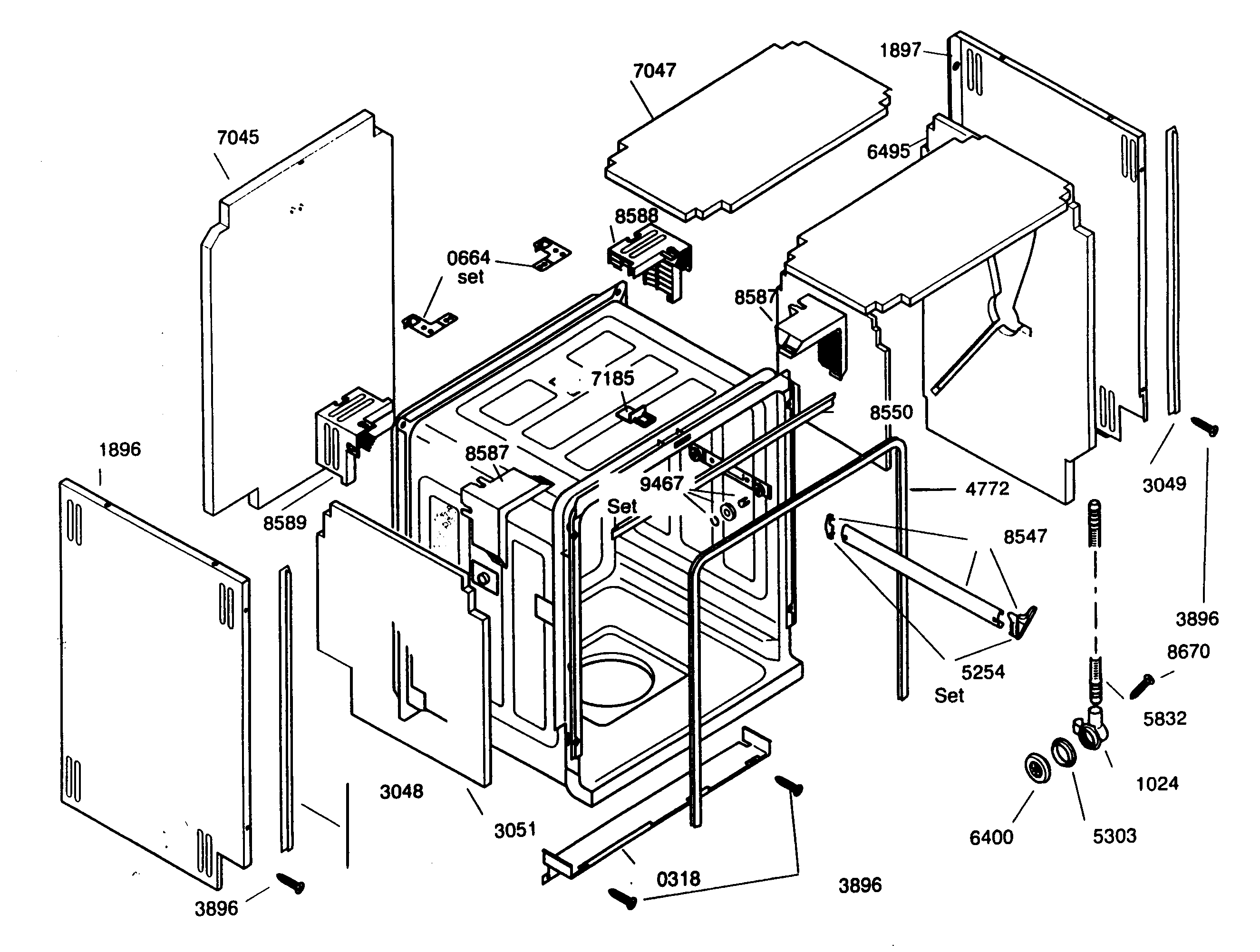 Kenmore Elite 63016303400 tank assy diagram