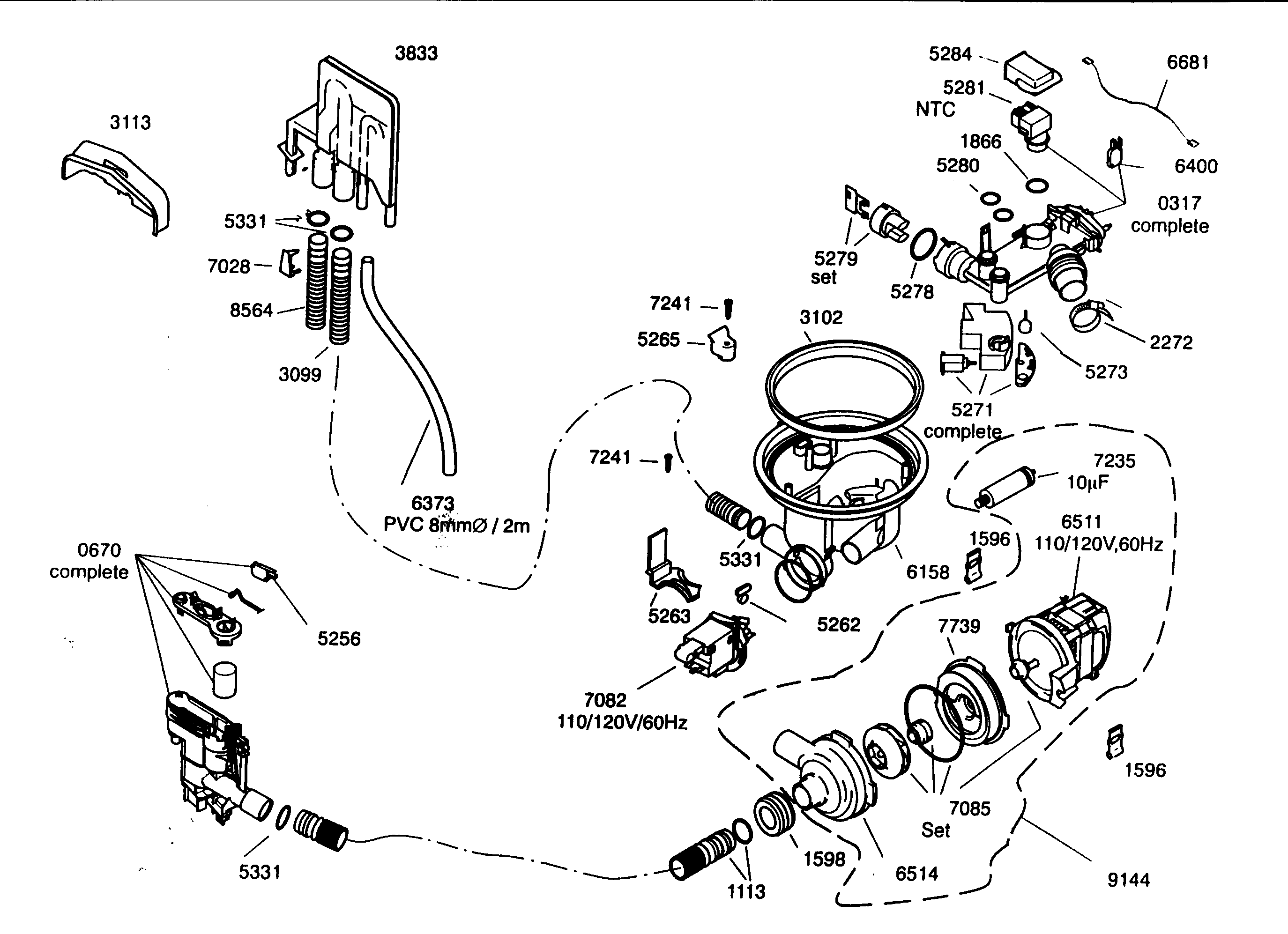 Kenmore Elite 63016303400 component assy diagram