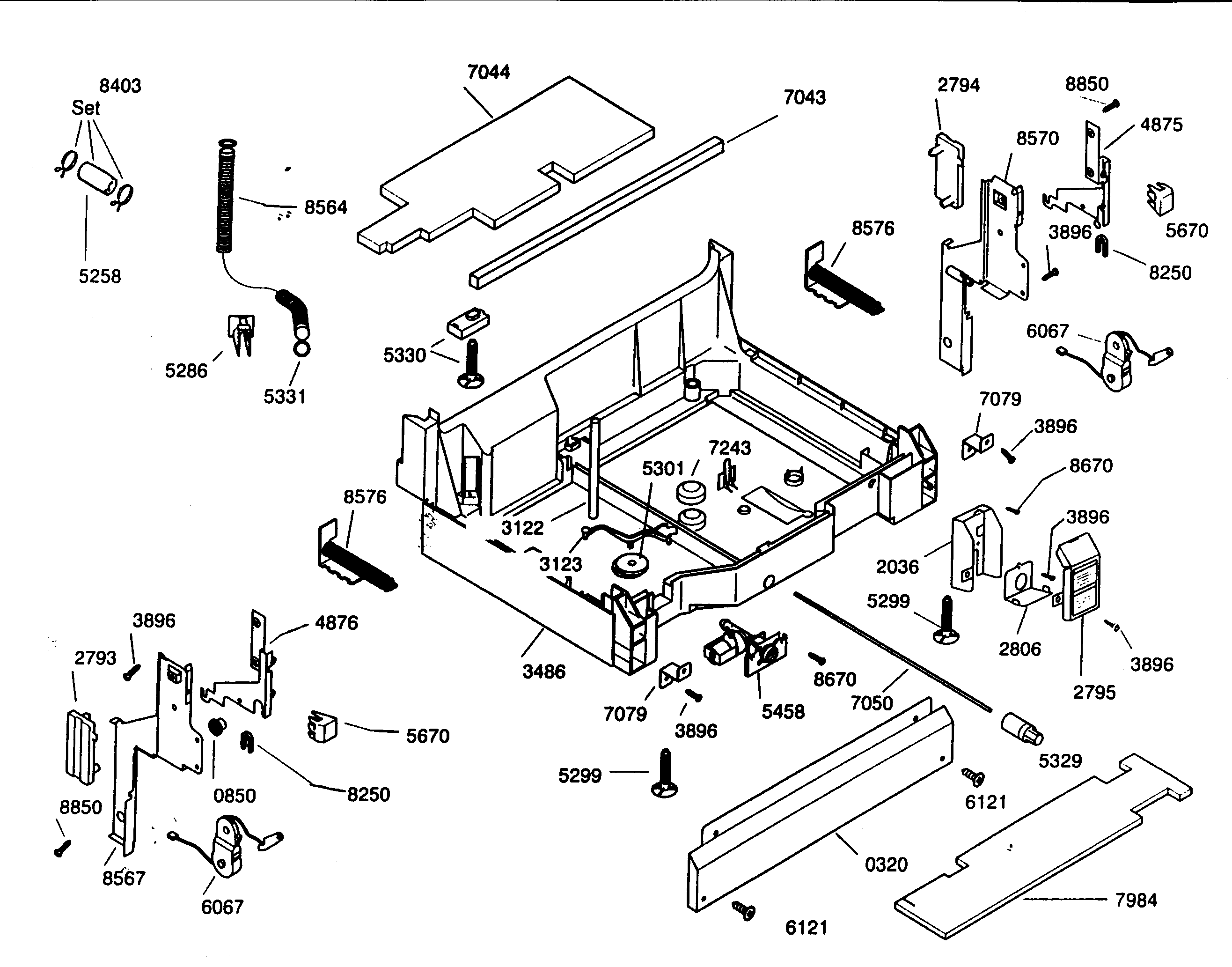 Kenmore Elite 63016303400 base assy diagram
